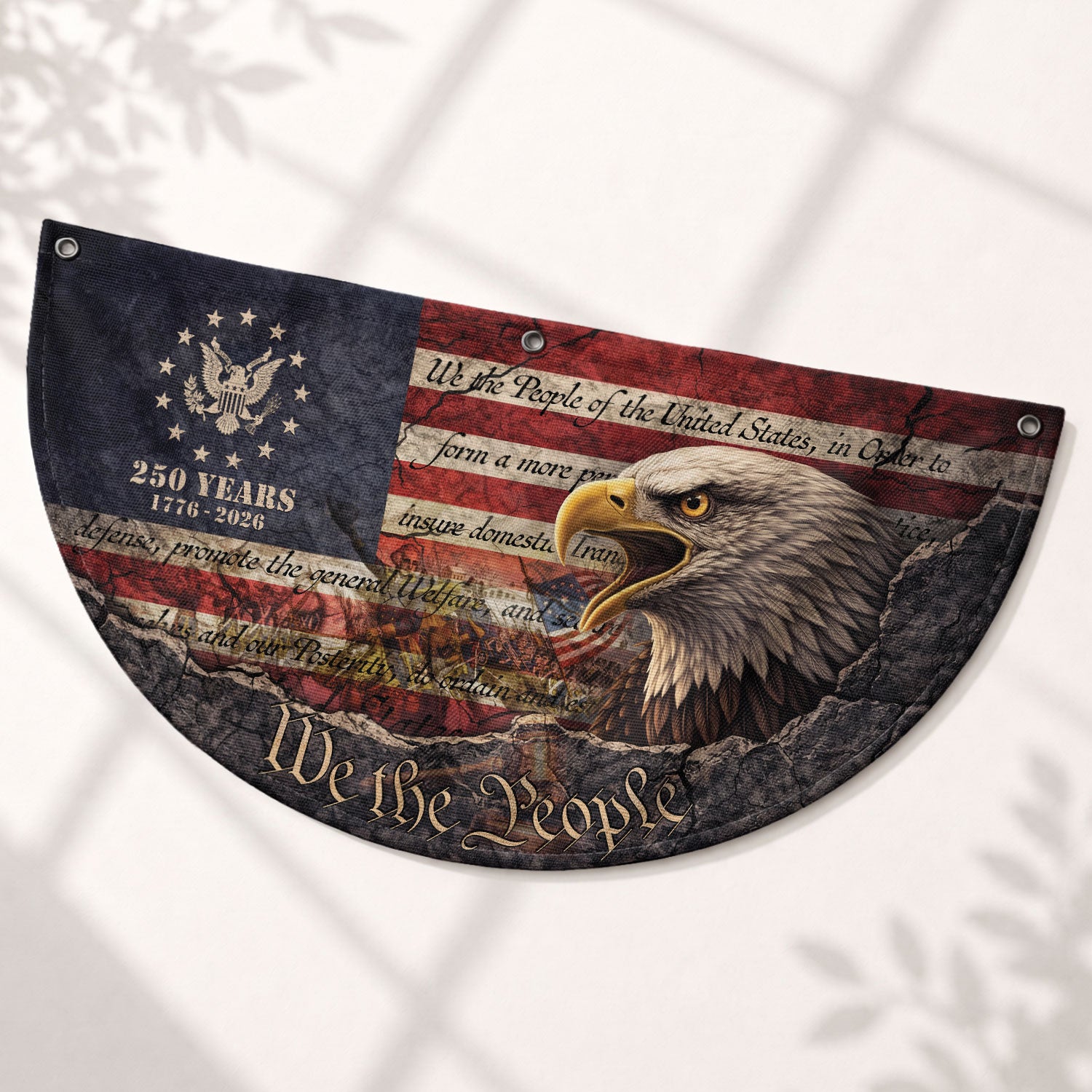 Fence Flag 250th Anniversary USA Flag 1776-2026 Eagle Patriotic Banner 250 Year American Anniversary Flag Decor
