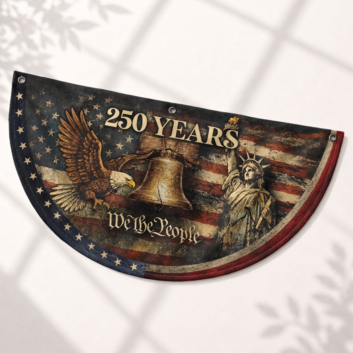 250 Years Fence Flag 1776-2026 We The People Eagle Liberty Bell Patriotic Flag Decor
