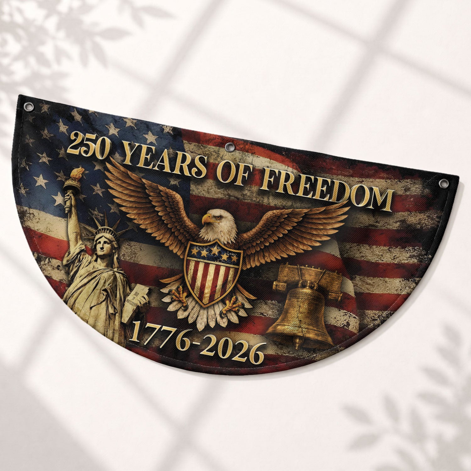 250 Years of Freedom Fence Flag 1776-2026 Patriotic Eagle Liberty Bell Flag Decor