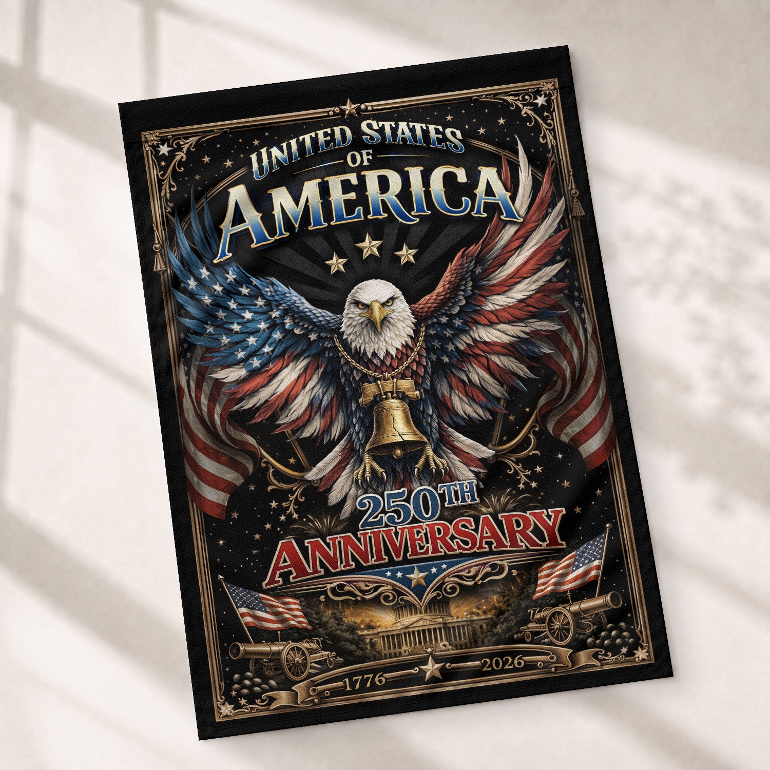 USA 250th Anniversary Commemorative Garden Flag - Patriotic Eagle Garden Decor for Home