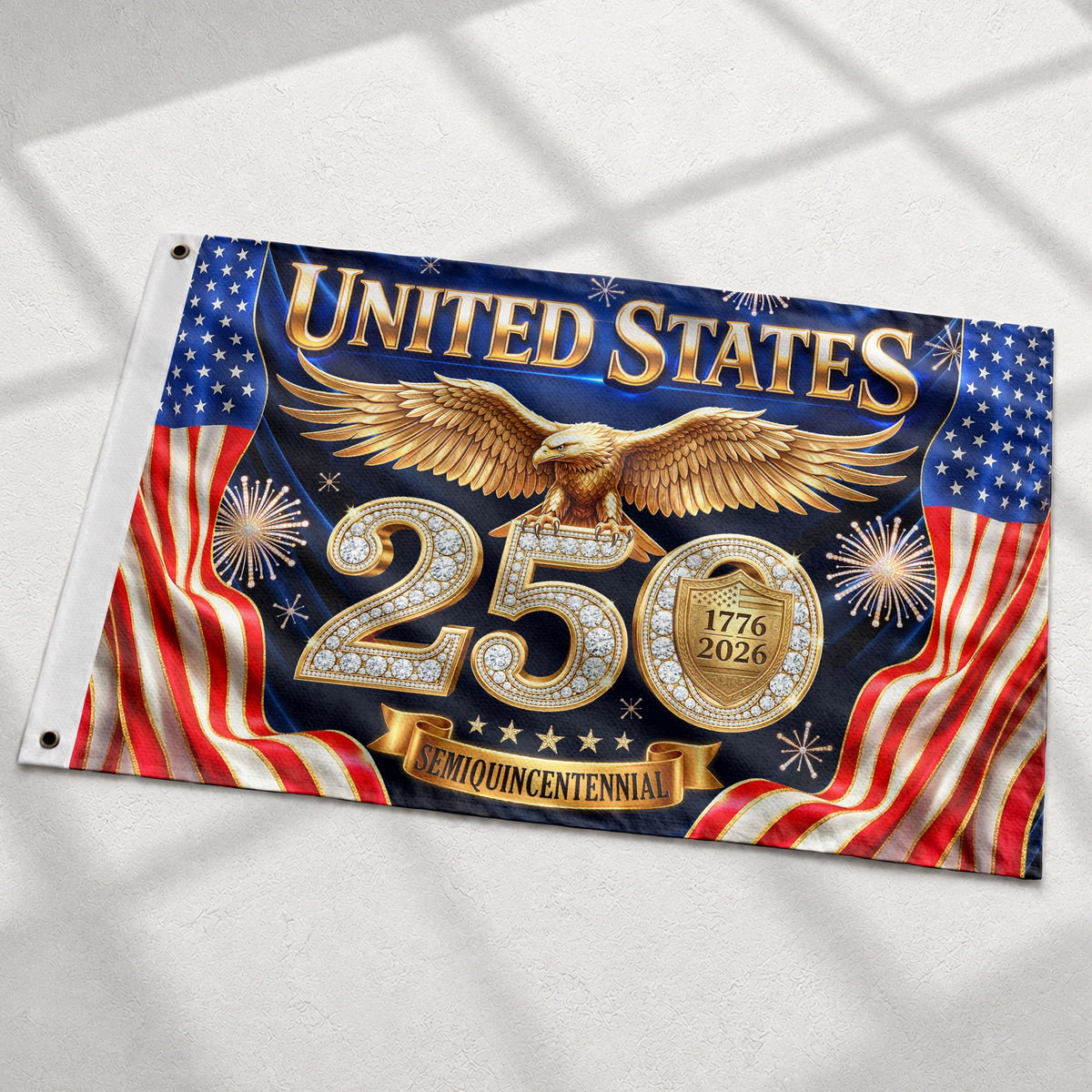 USA 250th Anniversary House Flag 1776–2026 Patriotic Eagle Outdoor Decor Banner - Rust Field Wear