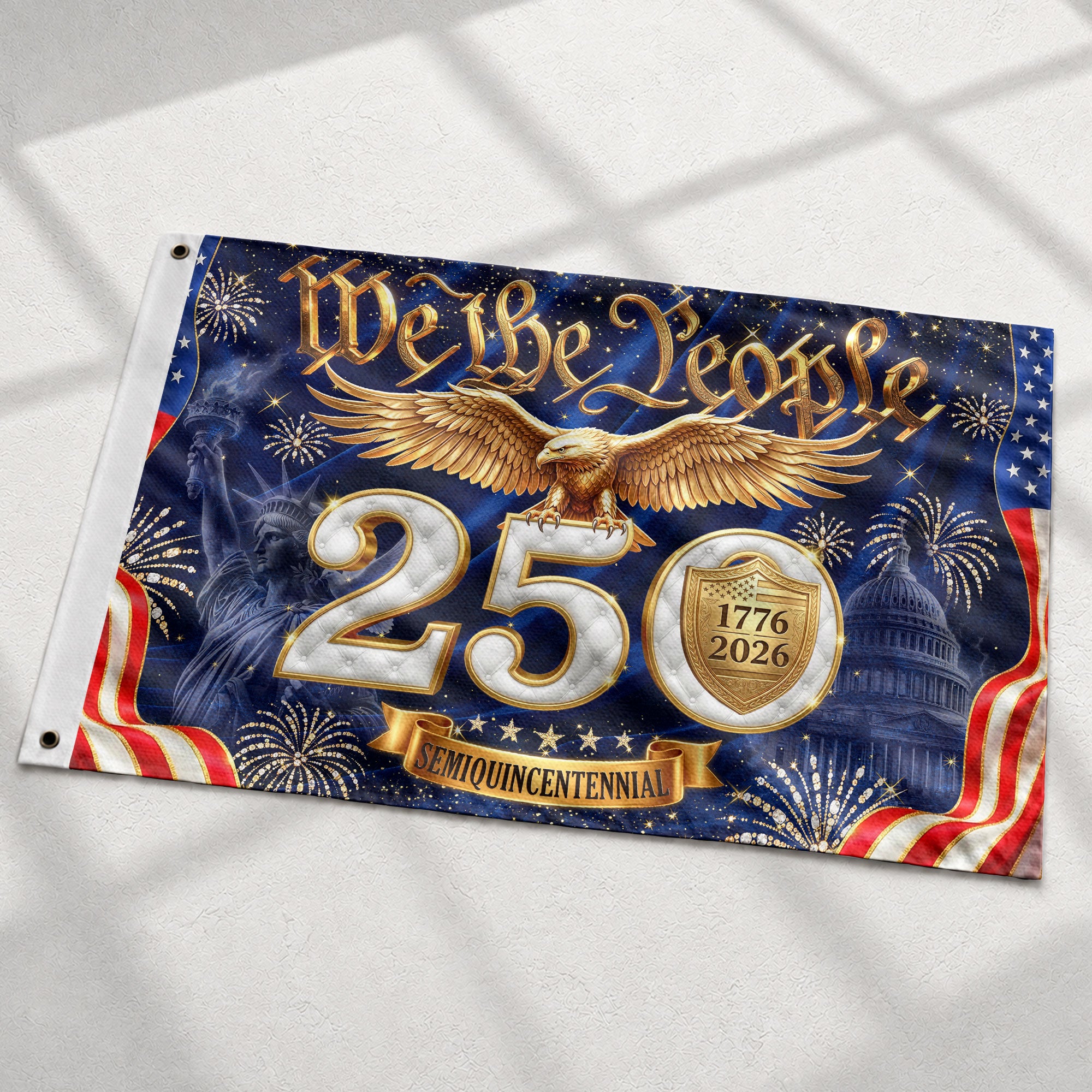 We The People Gold Eagle Liberty Patriotic American Flag US 1776 2026 Celebration 3x5ft