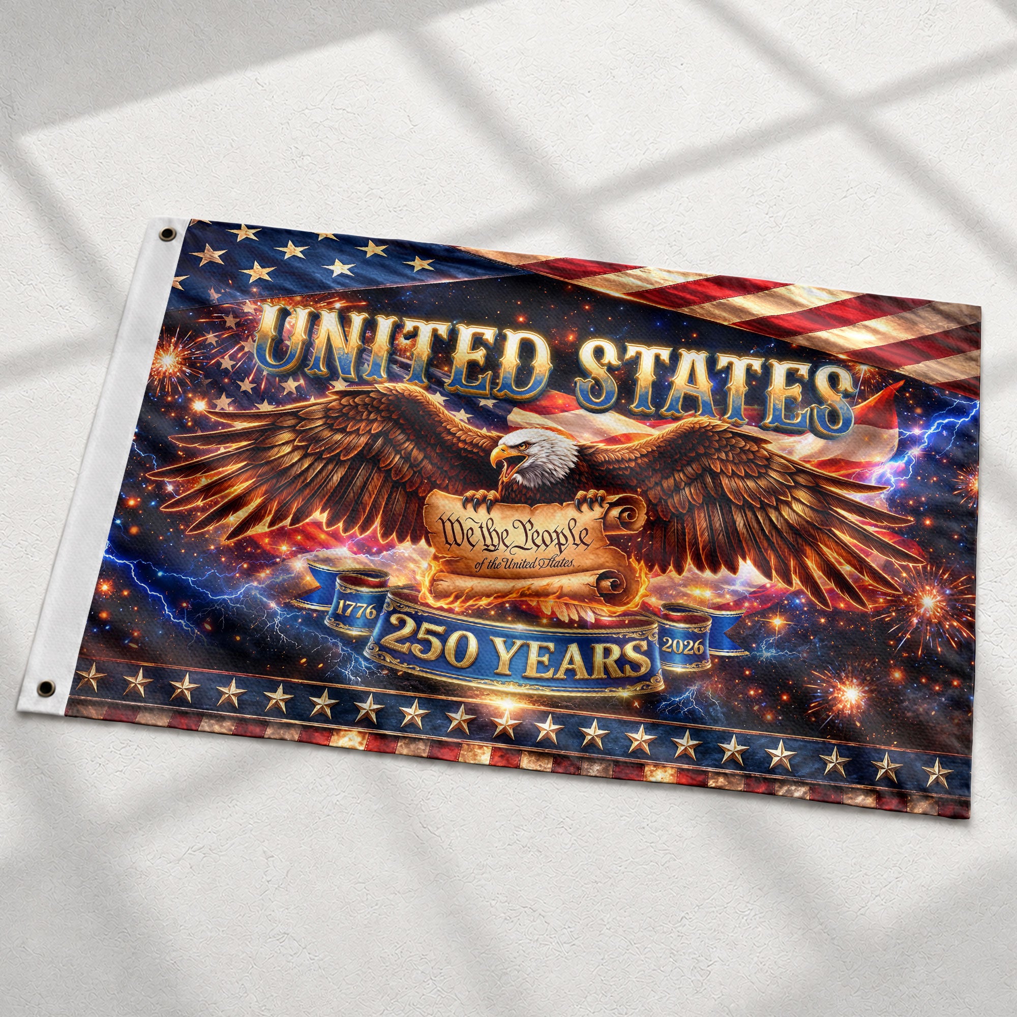 United States 250 Years Flag - Majestic Bald Eagle & We The People Patriotic House Decor