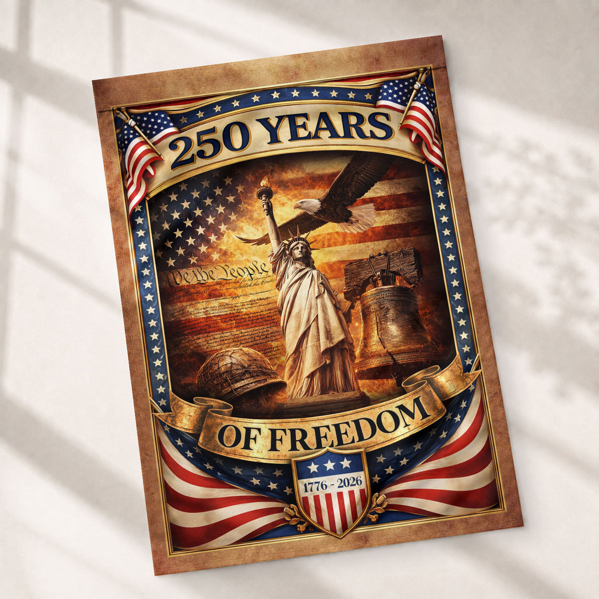 1776-2026 Anniversary Garden Flag 250 Years of Freedom Patriotic Yard Decor - Rust Field Wear