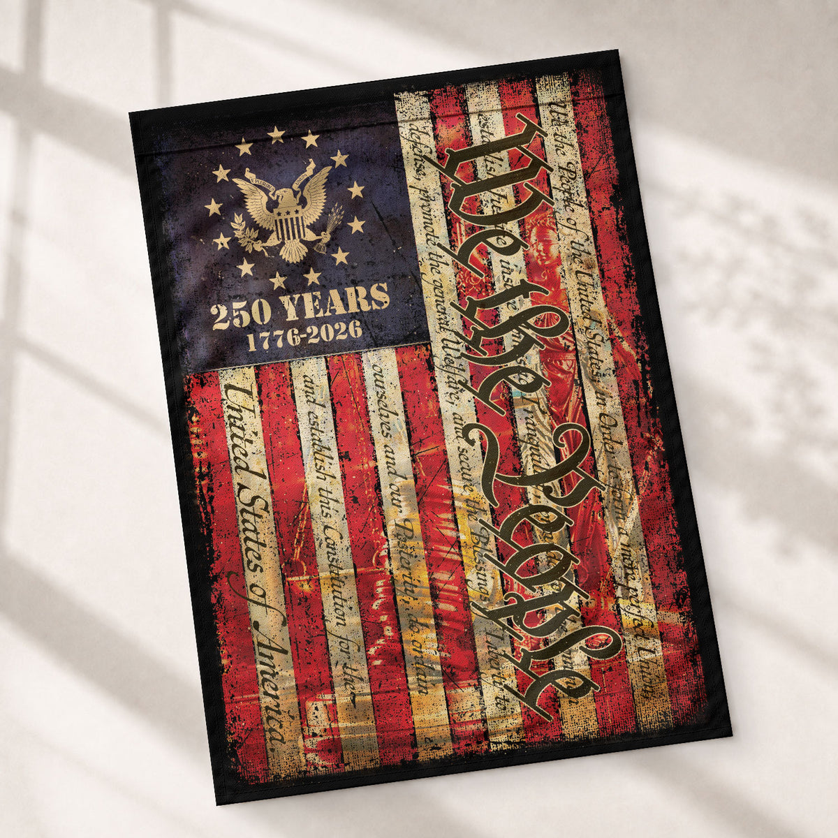 United States 250 Years House Flag - We The People Patriotic Large Home Banner 1776-2026 - Rust Field Wear