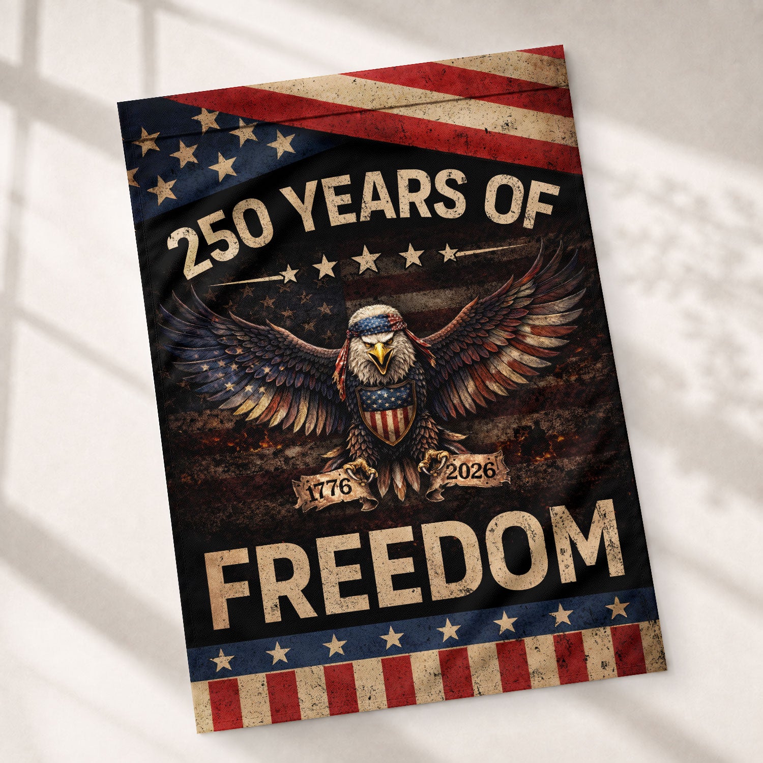 250 Years of Freedom House Flag Patriotic Eagle 1776-2026 Vintage USA 250th Anniversary Flag American