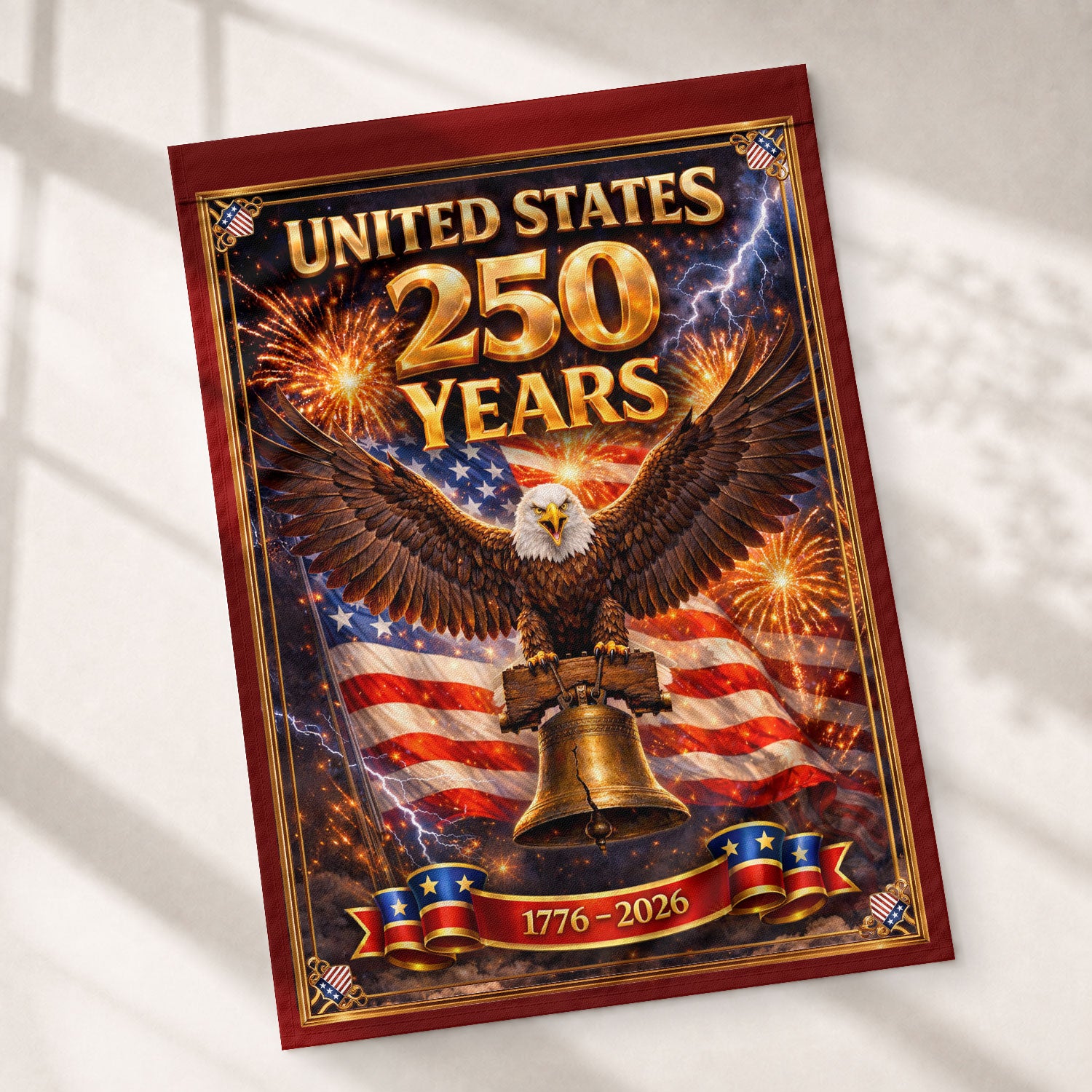 United States 250 Years House Flag - Majestic Eagle & Liberty Bell Patriotic Banner