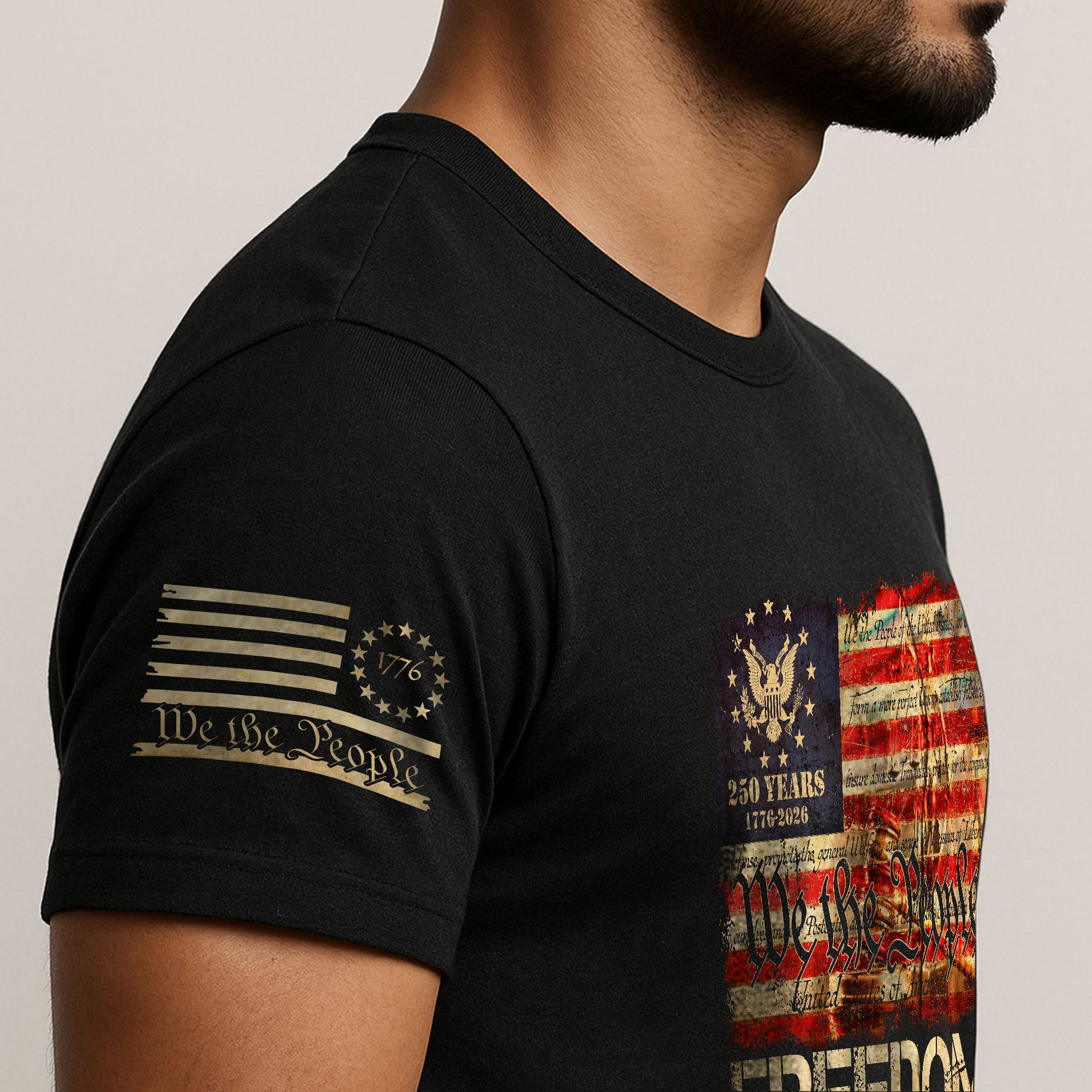 Patriotic T Shirts, Freedom We The People American Flag Constitution Patriotic Eagle - Freedom Shirts for Men - Rust Field Wear