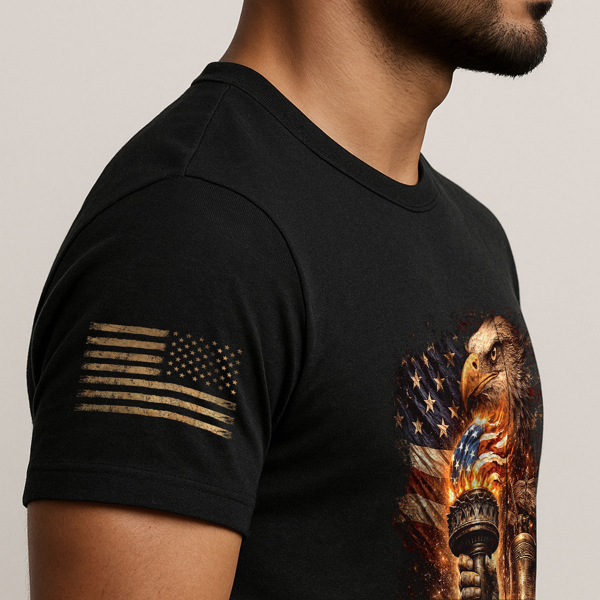Freedom T Shirt, Freedom Eagle Liberty Torch American Flag Patriotic Vintage - Freedom Shirts for Men - Rust Field Wear
