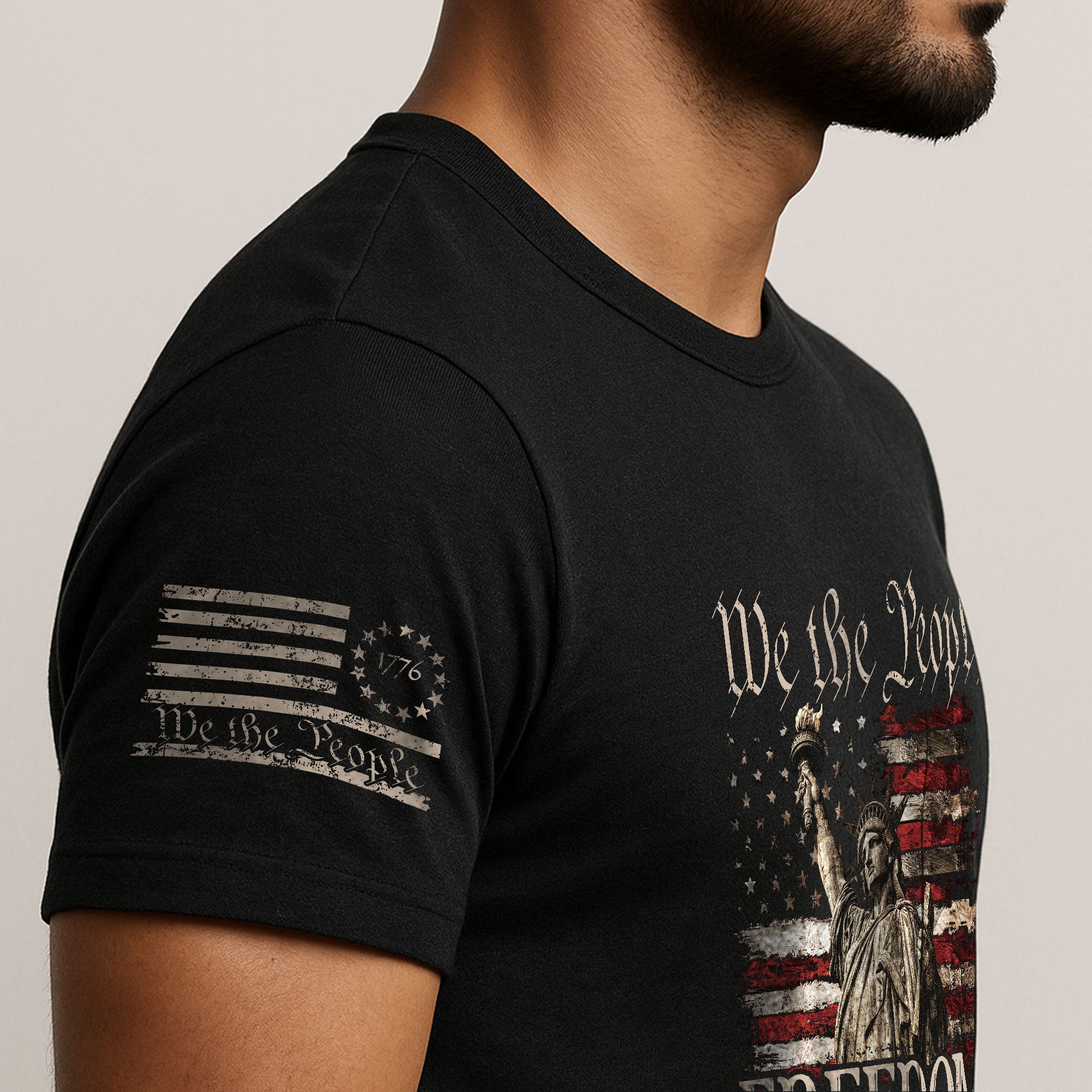 Freedom We The People Statue of Liberty American Flag Patriotic, Patriotic T Shirts - Freedom Shirts for Men - Rust Field Wear