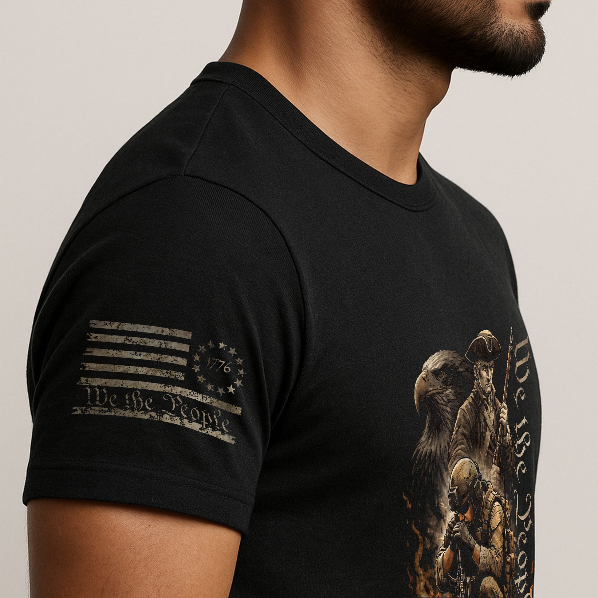 We The People Military Veteran Patriotic Eagle Flag - Freedom Shirts for Men, Patriotic T Shirts - Rust Field Wear