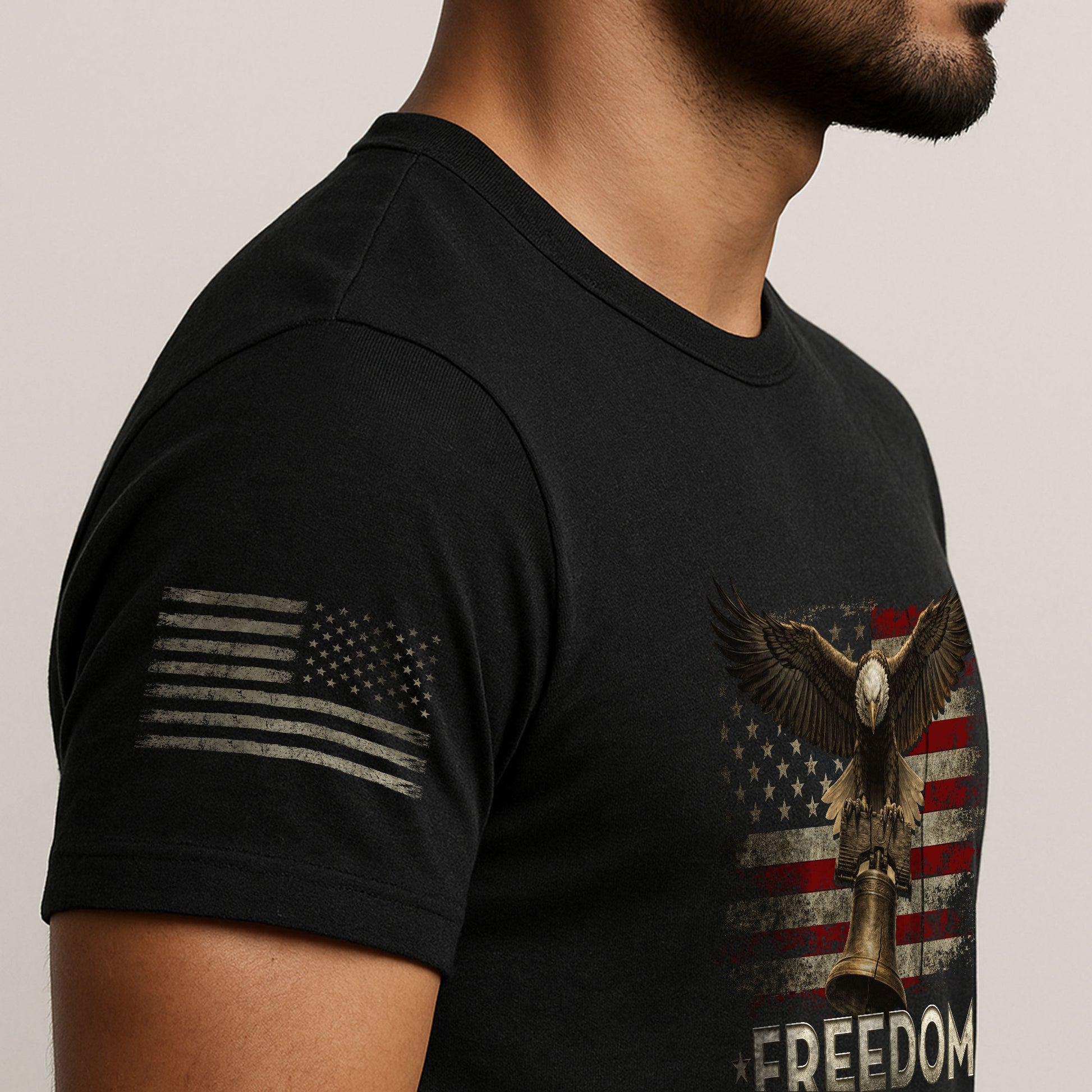 Freedom Shirts for Men, Freedom American Flag Eagle Liberty Bell Patriotic Vintage Pride - Patriotic T Shirts - Rust Field Wear