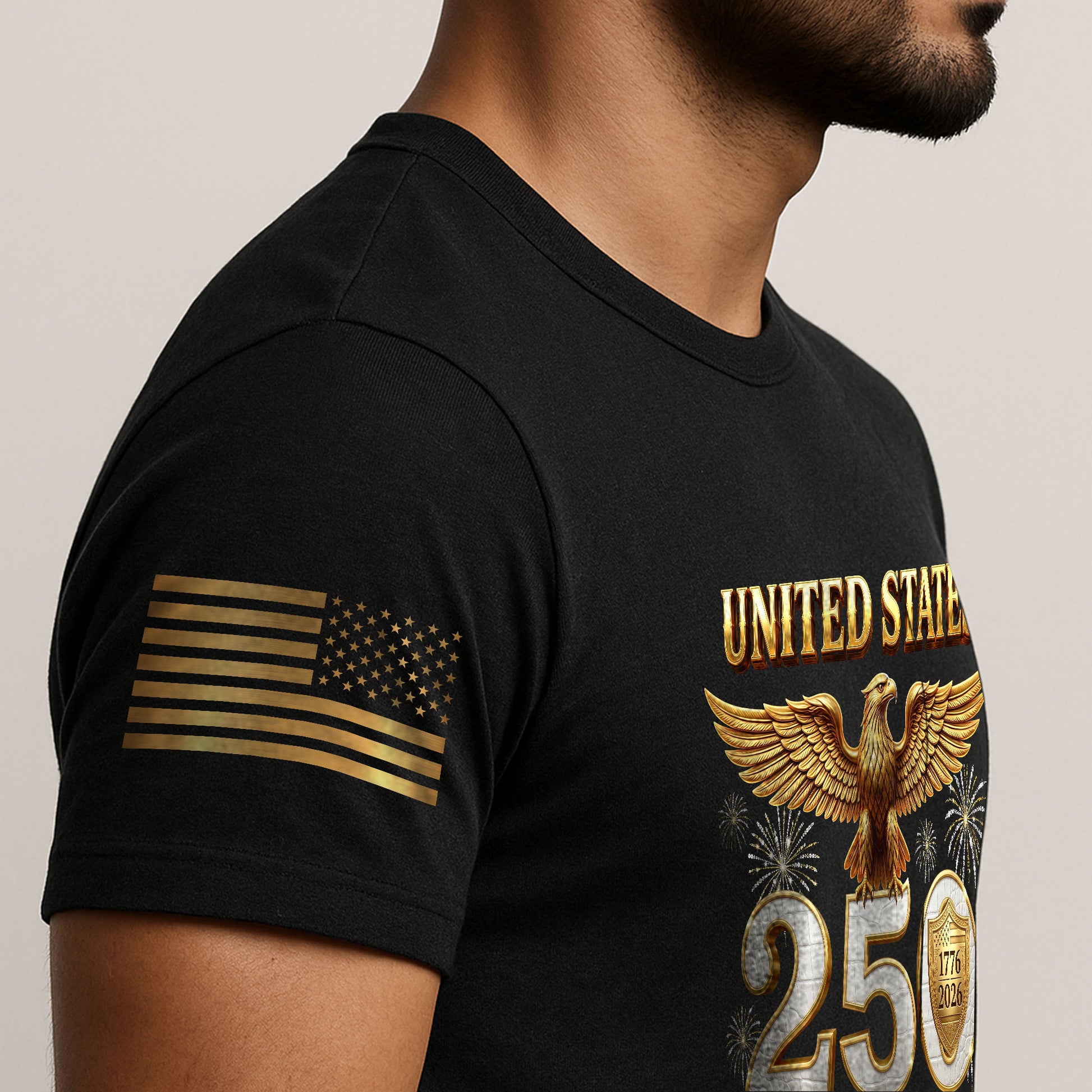Patriotic 250 Years T-Shirt 1776-2026 - United States Golden Eagle Anniversary Shirt - Rust Field Wear