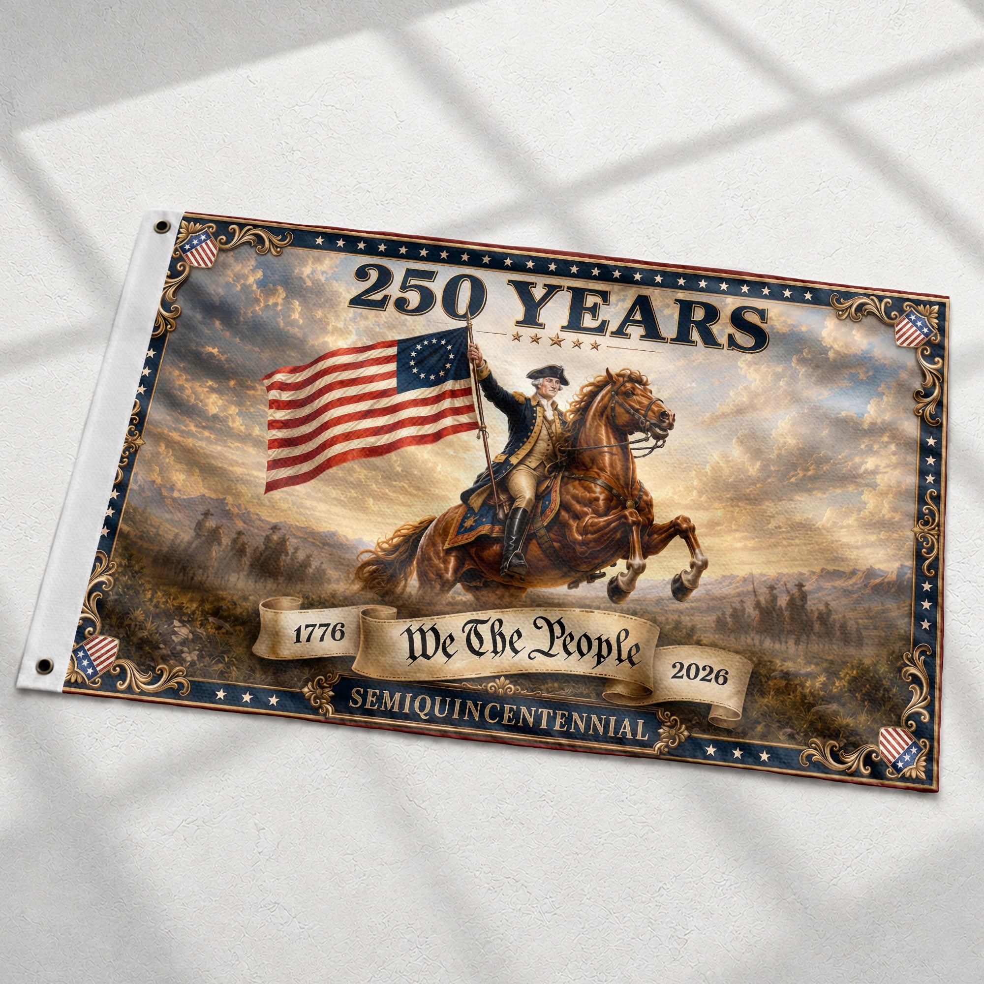 1776-2026 Anniversary Flag George Washington We The People 250 Years Patriotic Banner