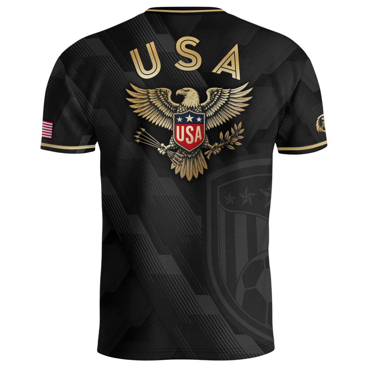 Black USA Soccer Jersey Eagle Patriotic United States Football Shirt Men Women Gift - Rust Field Wear