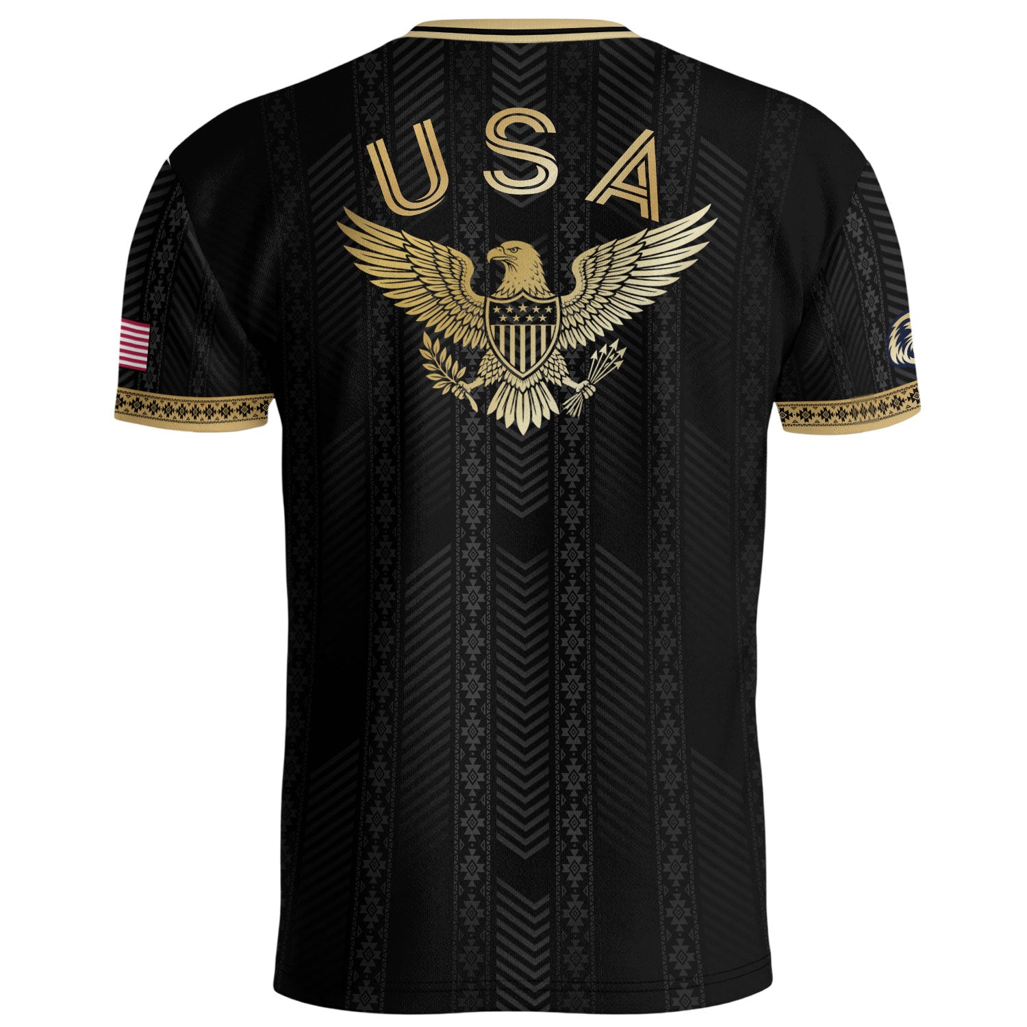 USA Soccer Jersey Patriotic American Eagle Black Gold Shield Football Shirt Men Women Gear