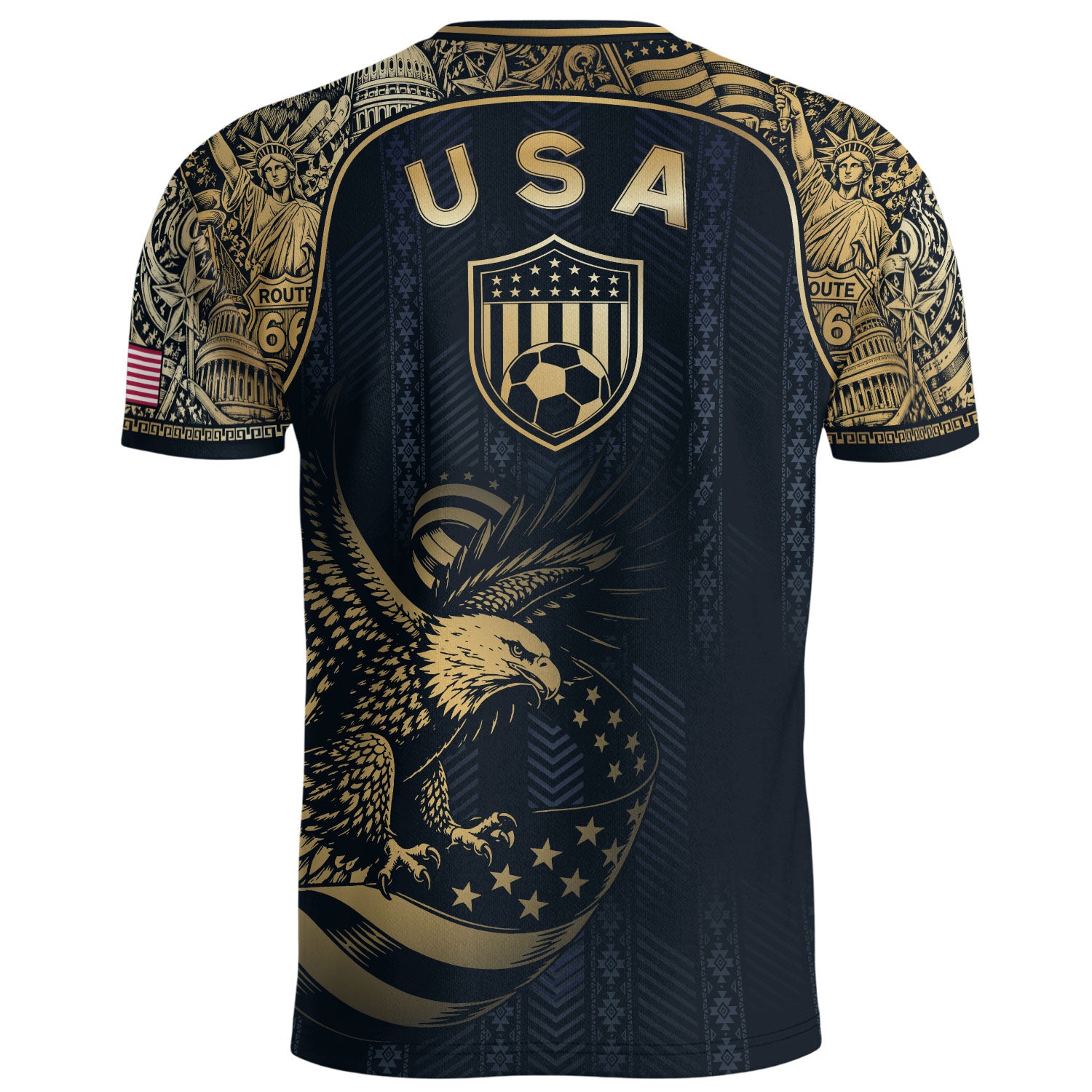 Navy USA Soccer Jersey Patriotic Eagle Statue of Liberty Football Shirt Men Women