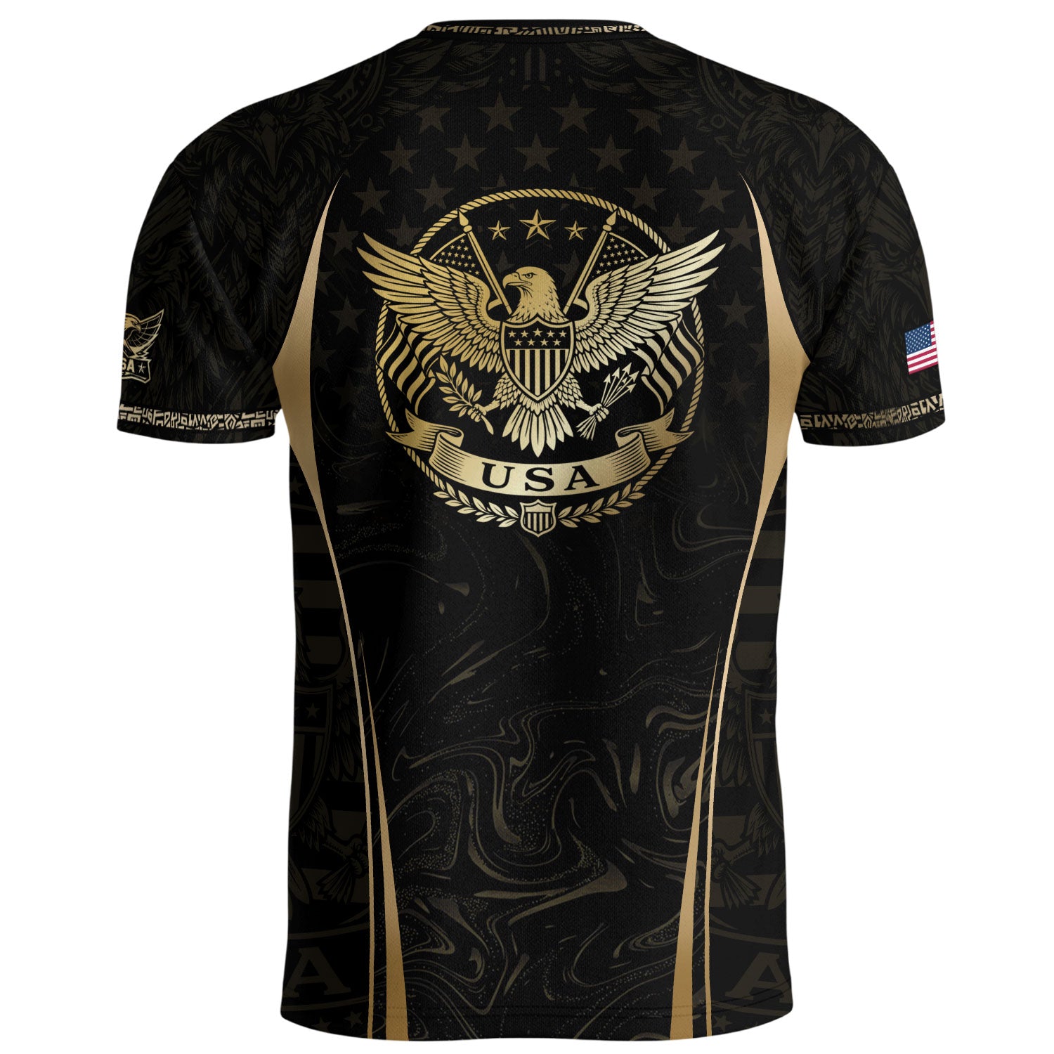 USA Soccer Jersey Patriotic Eagle Black Gold Marble Football Shirt Men Women Sportswear