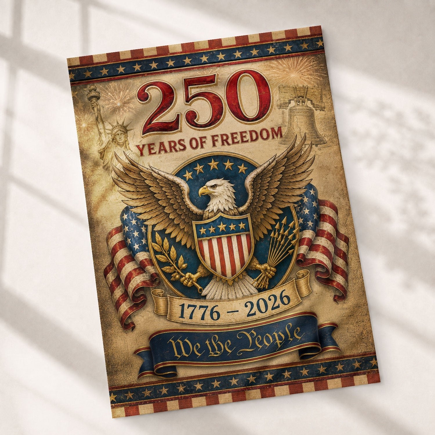 250 Years of Freedom Garden Flag Patriotic Eagle USA Outdoor Yard Decor - Rust Field Wear