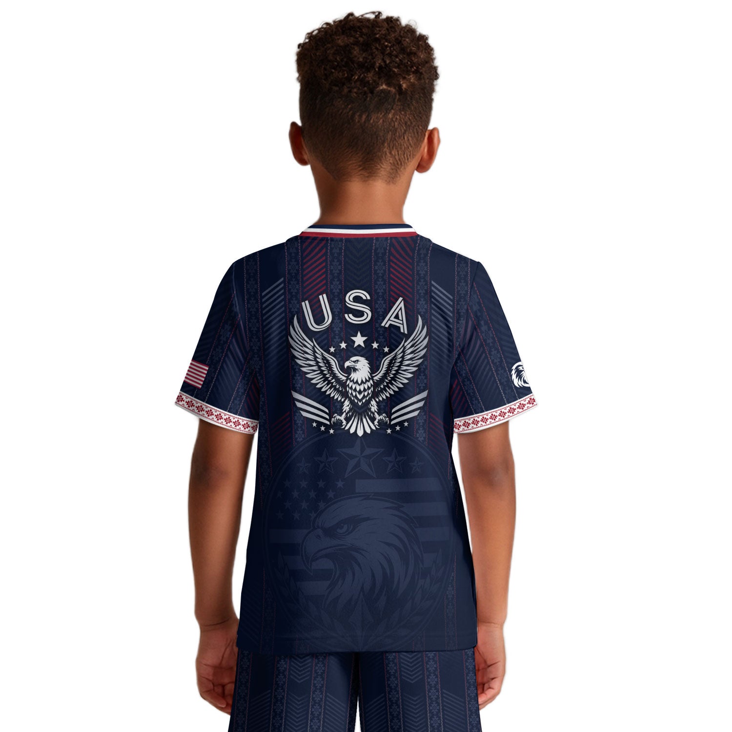 United States Soccer Jersey Kids Set Navy Soccer Ball Patriotic Youth Football Outfit Kit
