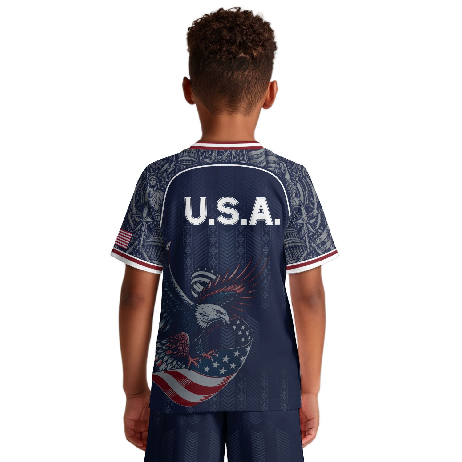 USA Soccer Jersey Kids Shorts Set Navy Athletic Football Shirt and Shorts Outfit