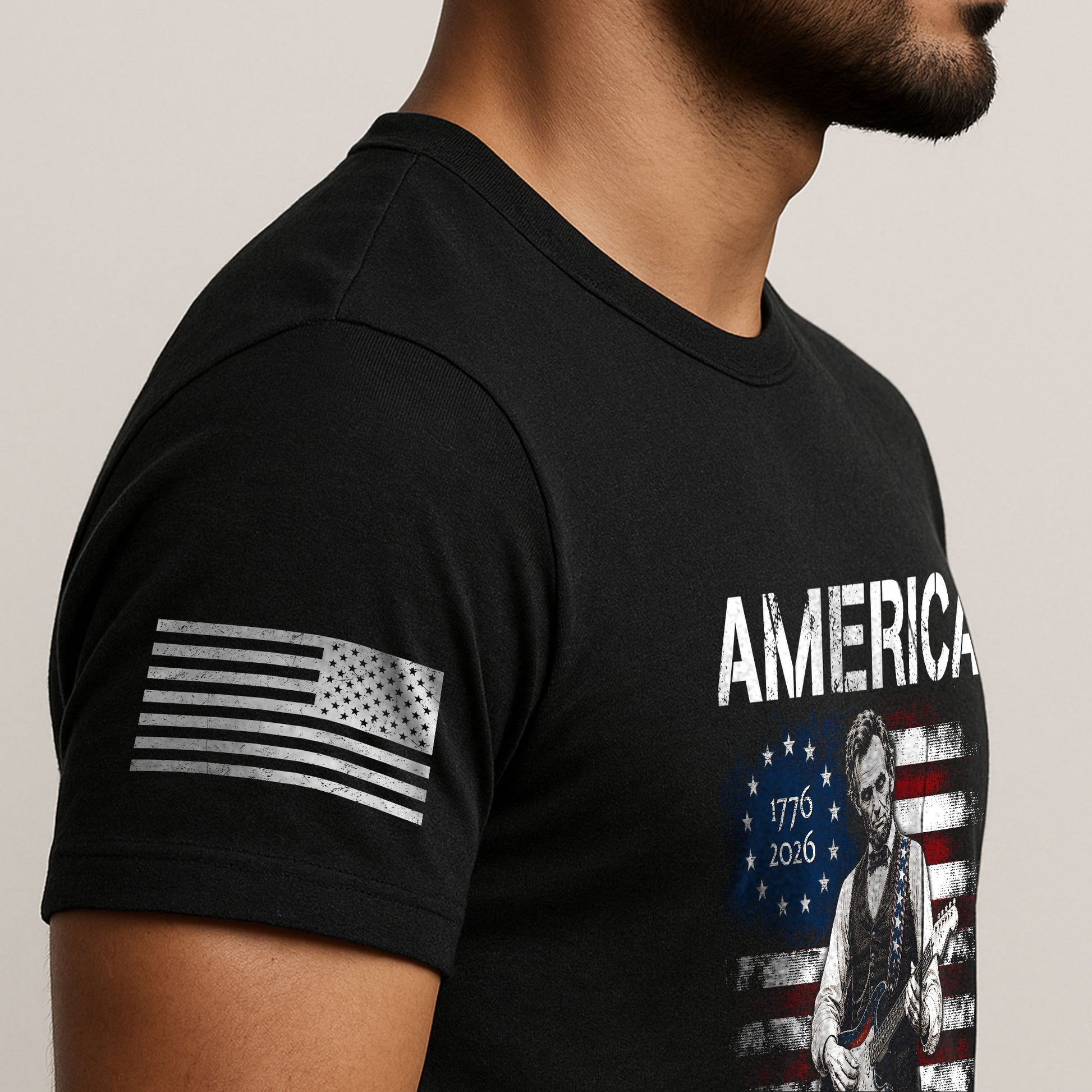 Vintage 1776 2026 Shirt Abraham Lincoln Playing Guitar US Flag Patriotic - Rust Field Wear