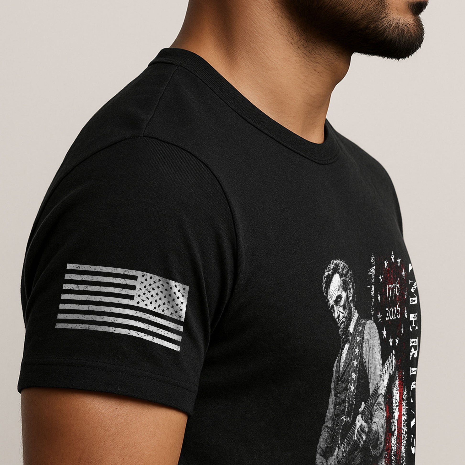 Betsy Ross Flag Abraham Lincoln Guitar Shirt Vintage 1776 2026 Patriotic USA T-Shirt - Rust Field Wear