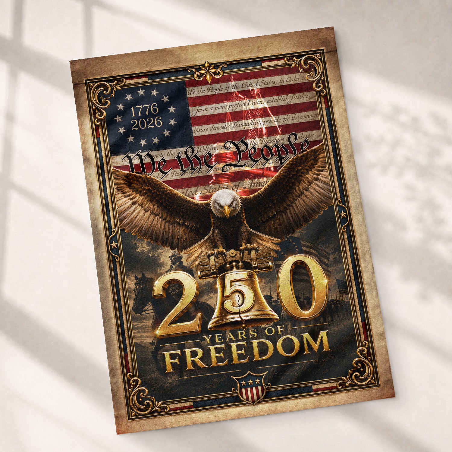 250 Years of Freedom Garden Flag 1776-2026 Patriotic Bald Eagle US We the People Decor - Rust Field Wear