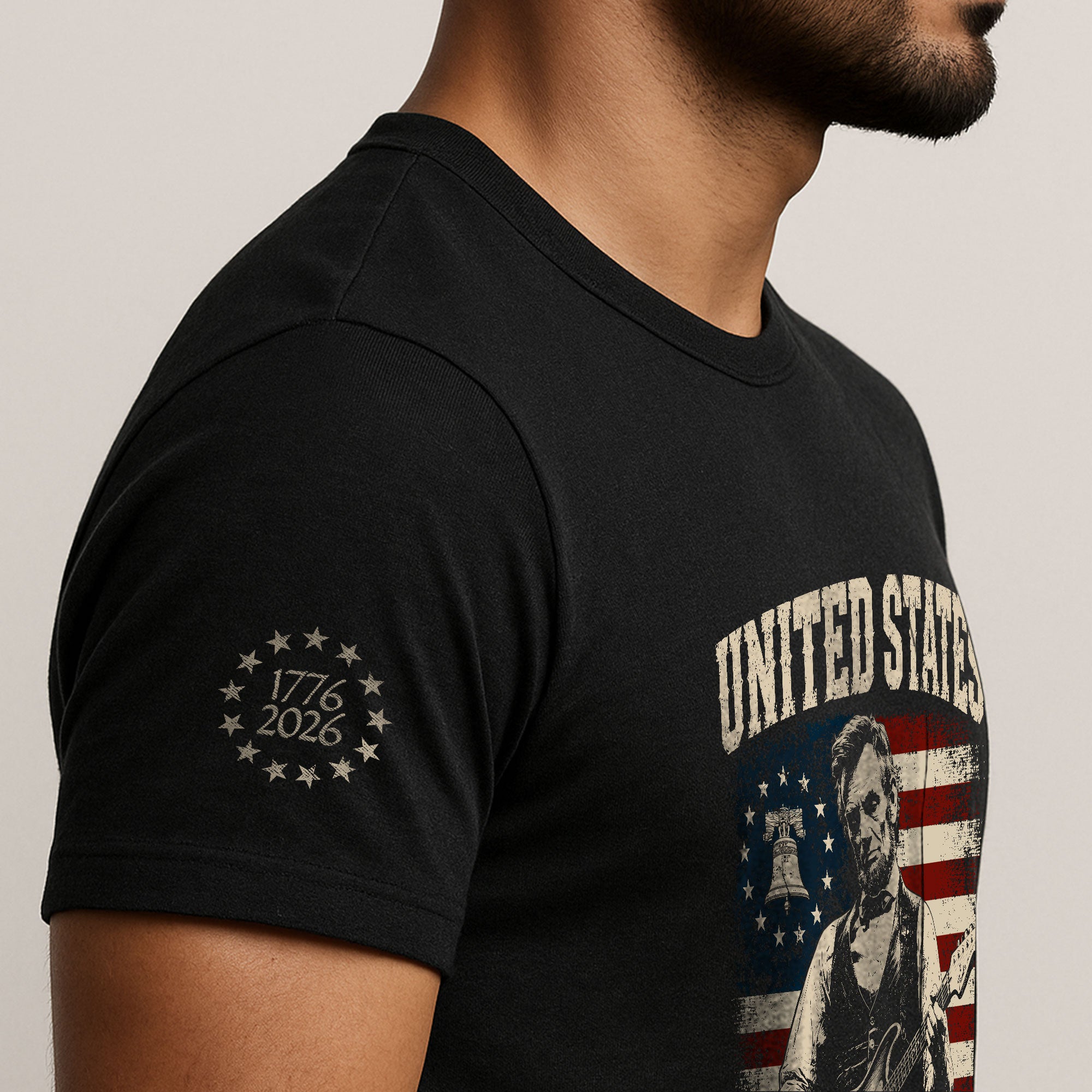 Liberty Bell Abraham Lincoln Guitar Shirt Vintage 1776 2026 US Flag Patriotic Men Tee - Rust Field Wear