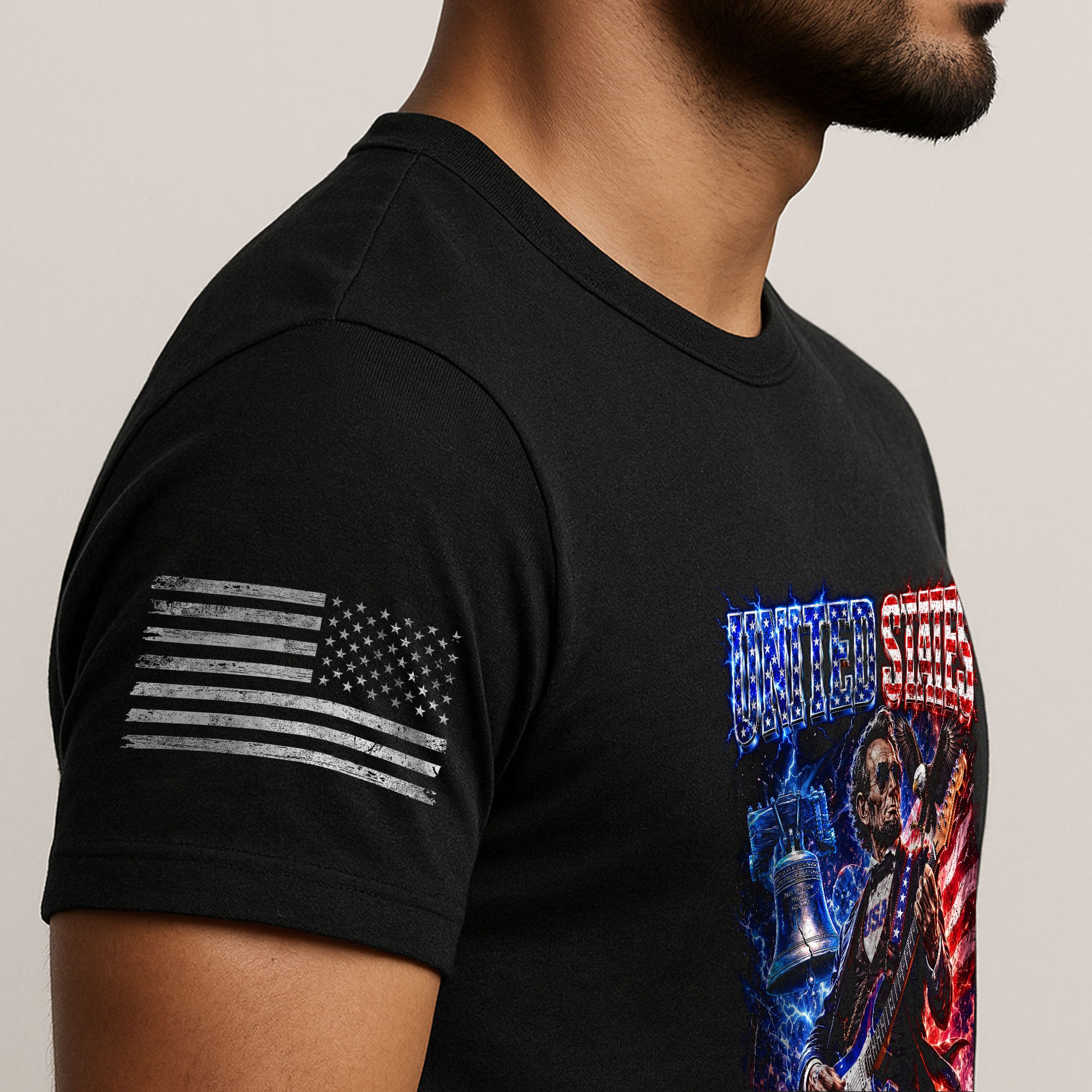 Abraham Lincoln Rock Guitar Shirt Liberty Bell Patriotic 1776 2026 Tee - Rust Field Wear