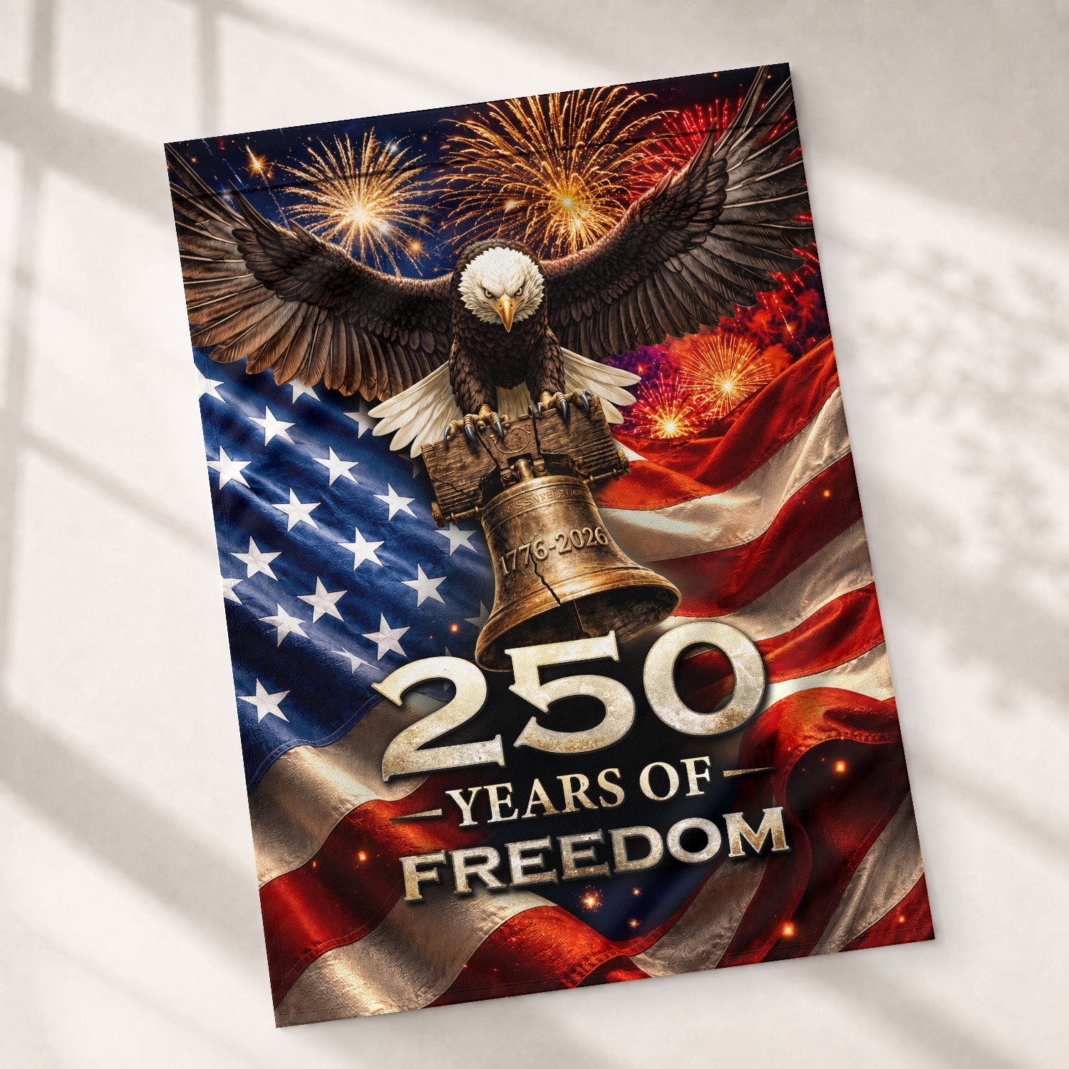 250 Years of Freedom House Flag American Eagle Patriotic Outdoor Decor USA