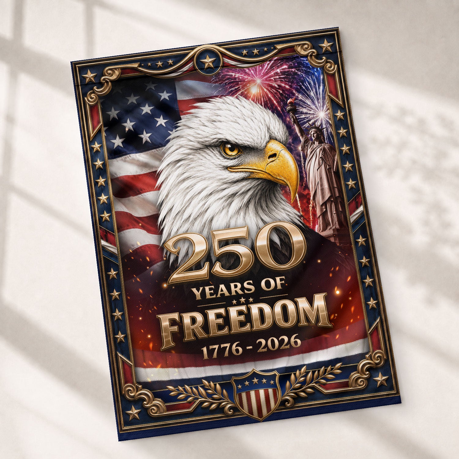 Patriotic Garden Flag 1776-2026 Bald Eagle Sign Freedom USA Banner