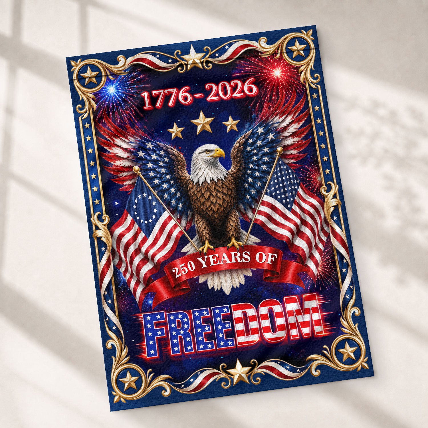 USA 250th Anniversary Garden Flag Bald Eagle Freedom Patriotic Decor