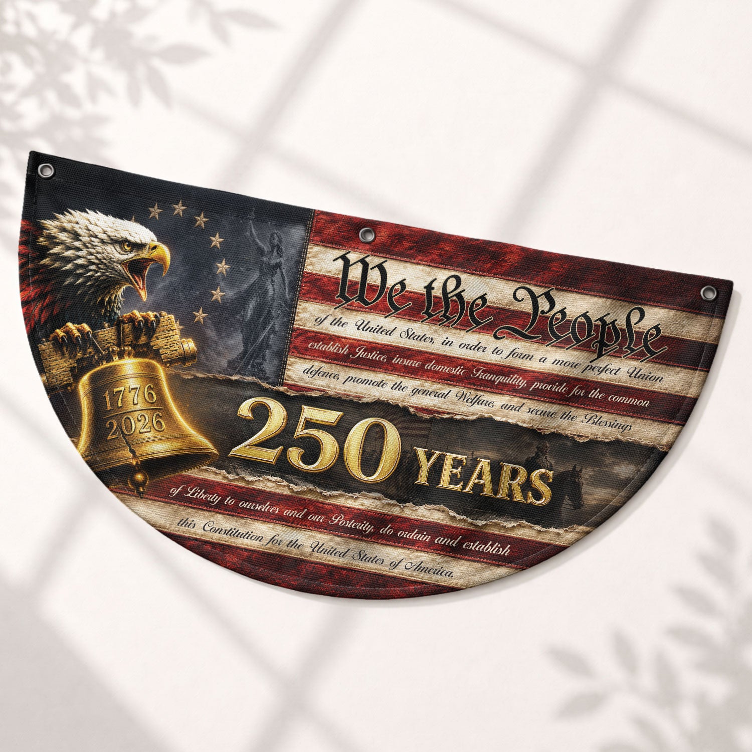 250th Anniversary US Fence Flag 1776-2026 Patriotic We The People Outdoor Banner