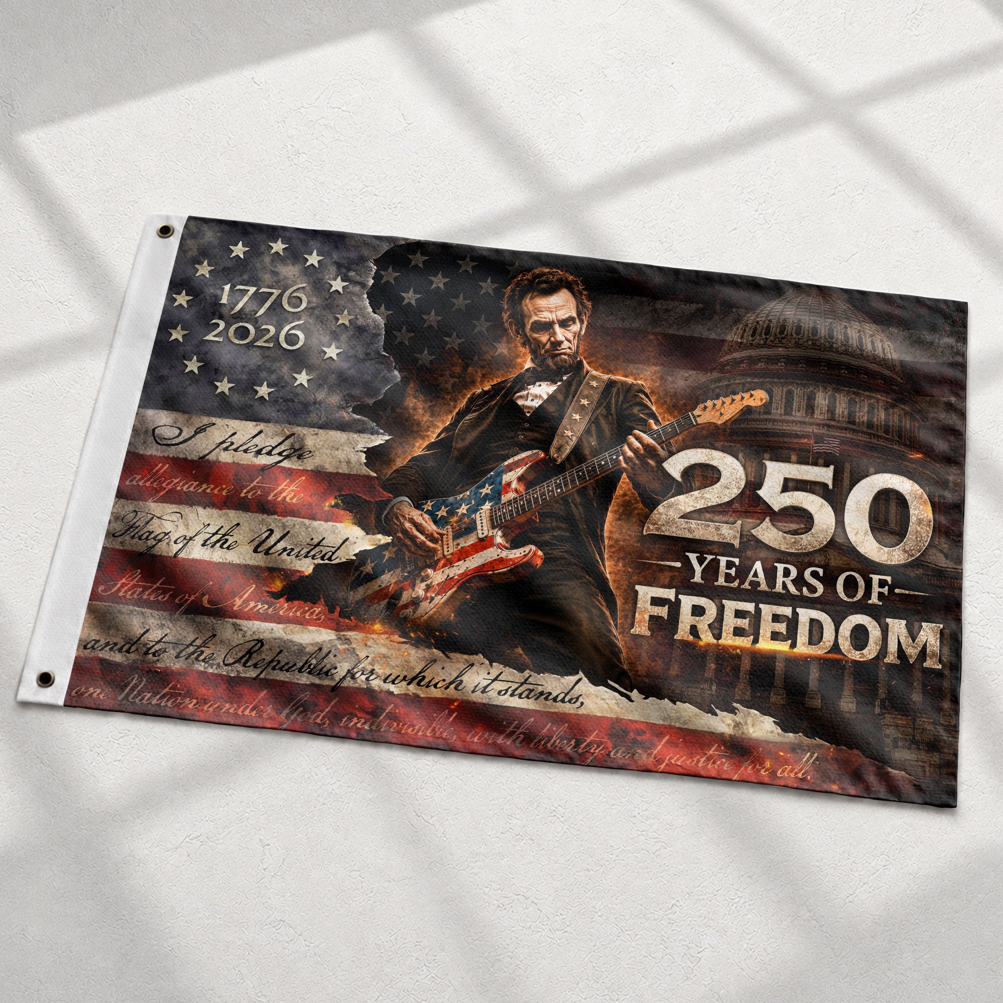 Commemorative 250 Years of Freedom Flag 1776-2026 Lincoln Eagle We The People Patriotic Banner