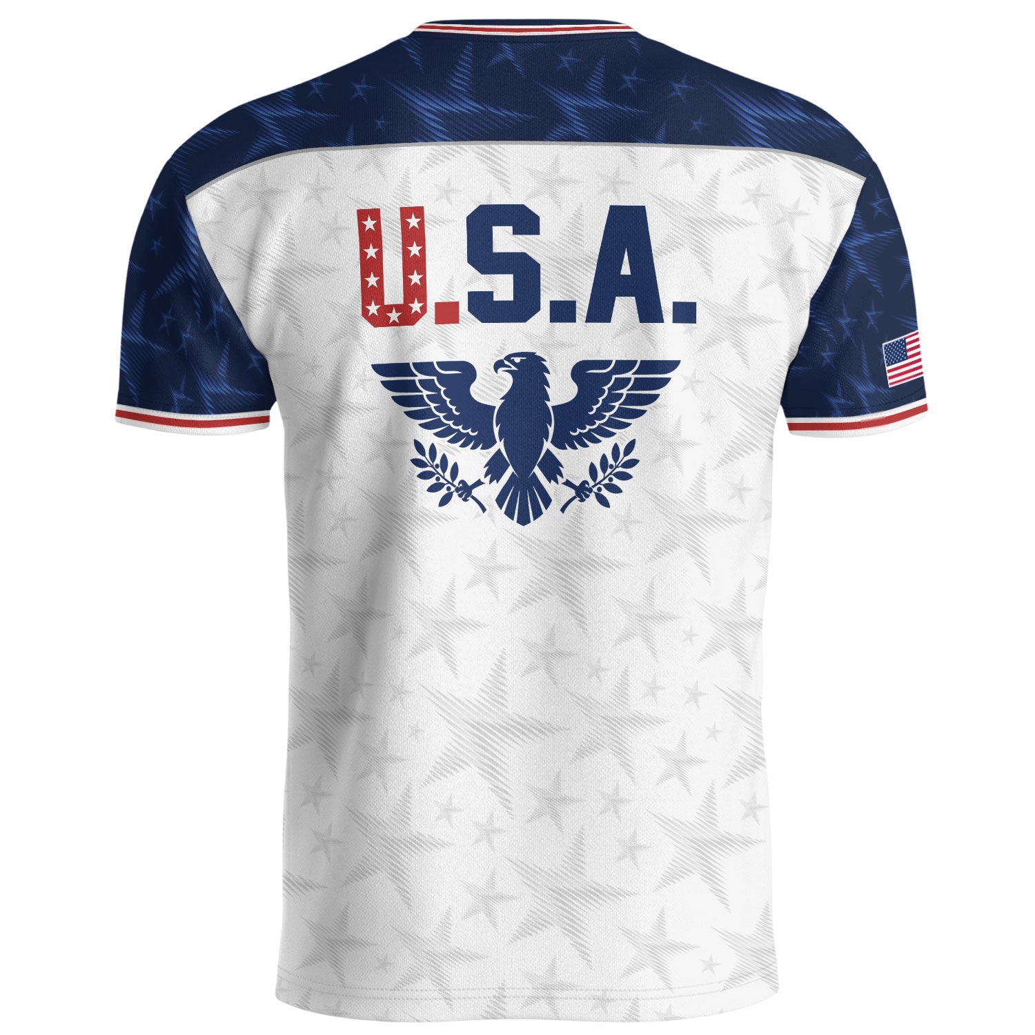 White USA Soccer Jersey Raglan American Flag Shirt Patriotic Eagle Crest Soccer Fan Tee