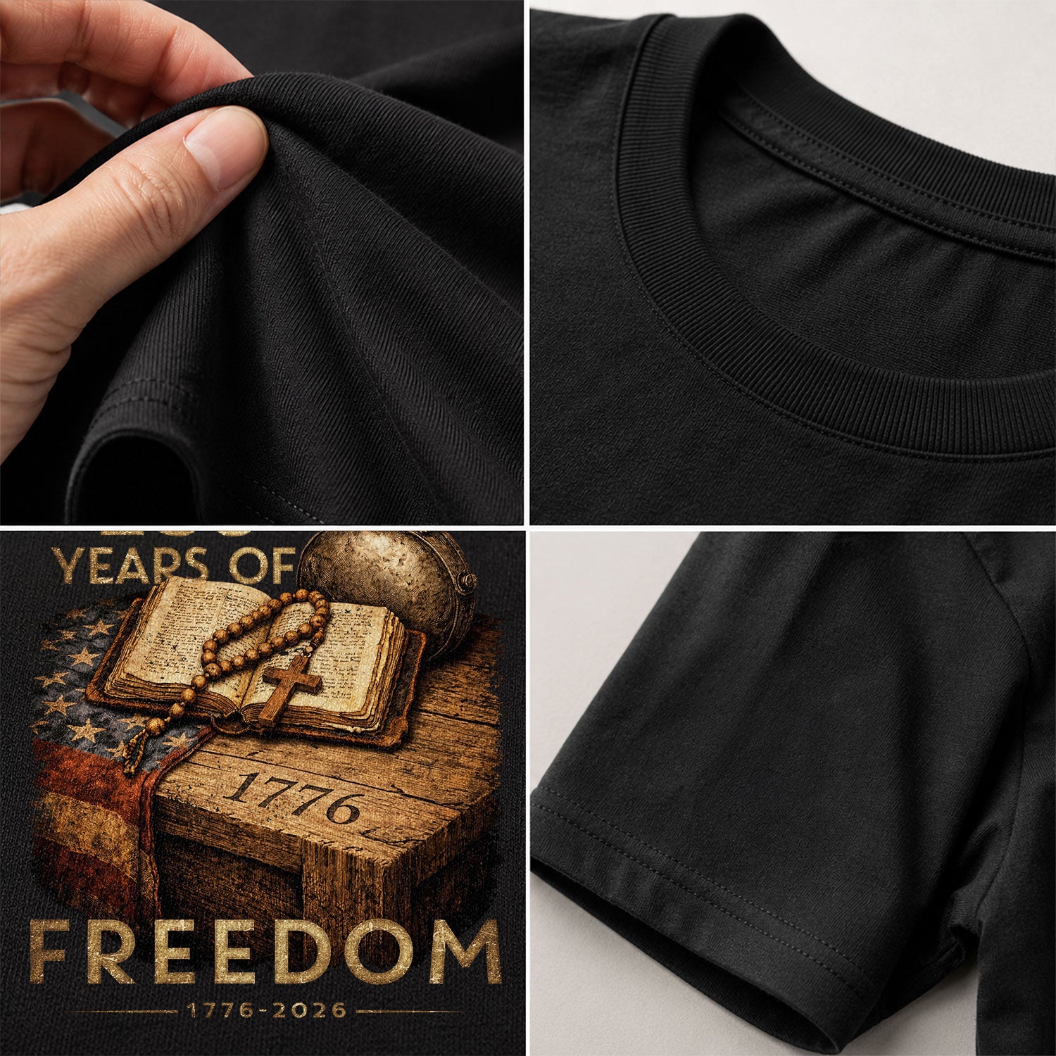 250 Years of Freedom Kids Tee 1776–2026 Faith and Patriotism Graphic Shirt