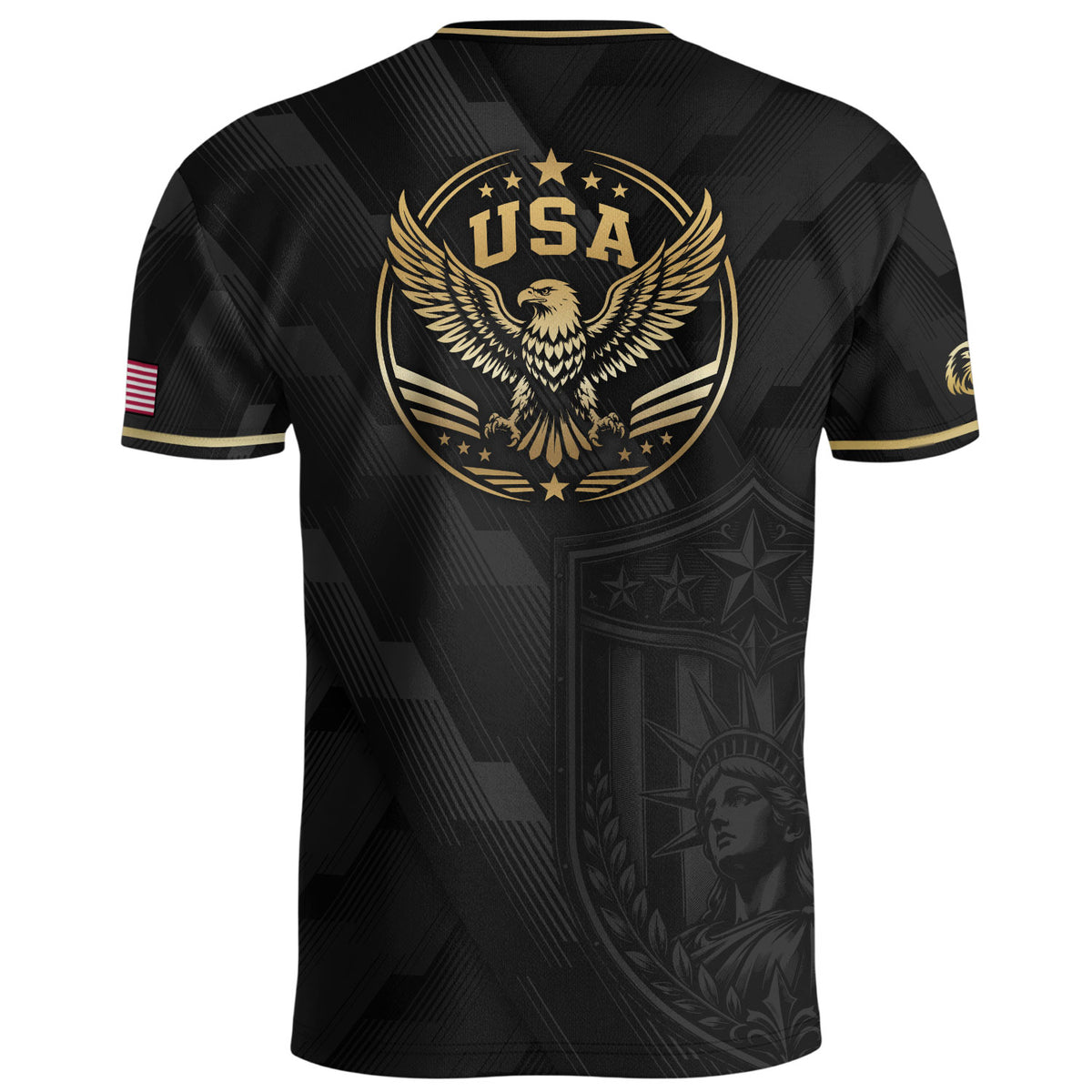 Black Adult Soccer Jersey Gold Style Iconic USA Eagle Graphic Team Training Shirt - Rust Field Wear