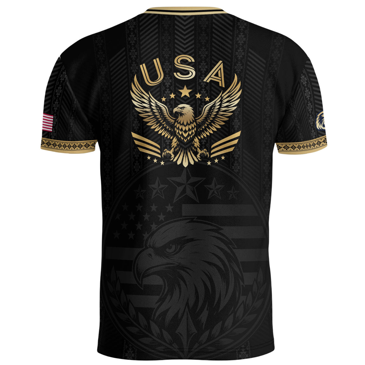 Elite Black Adult Soccer Jersey Edition Eagle Emblem Patriotic Athletic Sport Top - Rust Field Wear