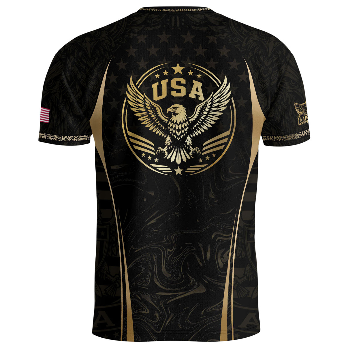Adult Soccer Jersey Black Gold Style Iconic USA Eagle Graphic Team Training Shirt - Rust Field Wear