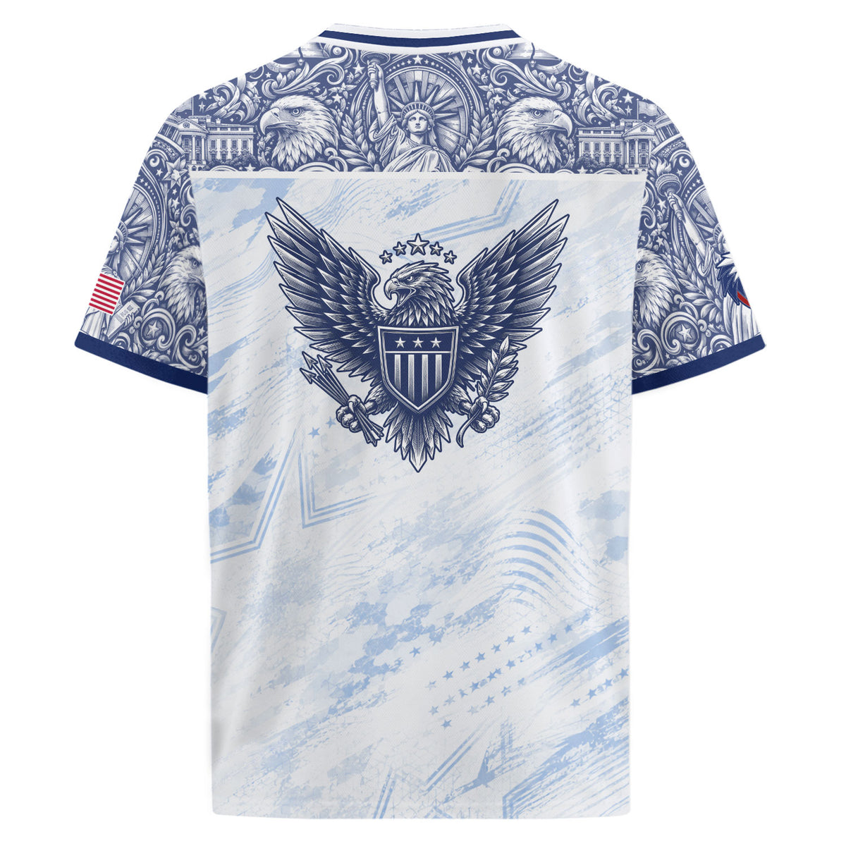Athletic White Blue USA Soccer Jersey Adult Patriotic Eagle United States Team Shirt - Rust Field Wear