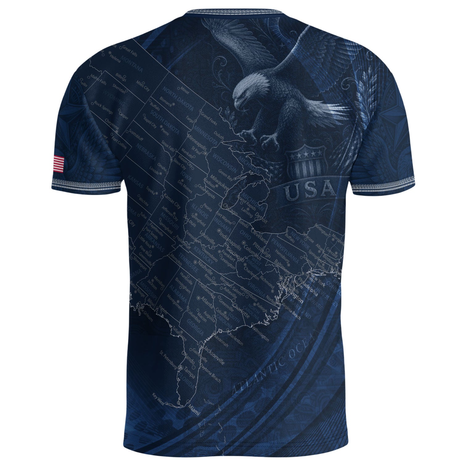 USA Soccer Jersey Vintage Navy US Map American Flag Shirt Patriotic Eagle Soccer Fan Tee