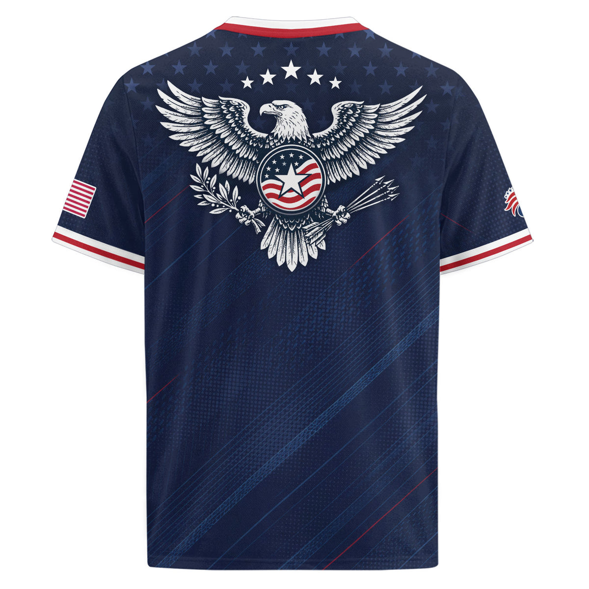 Navy USA Soccer Jersey Men Patriotic United States Football Shirt Silver USA Text Gift - Rust Field Wear
