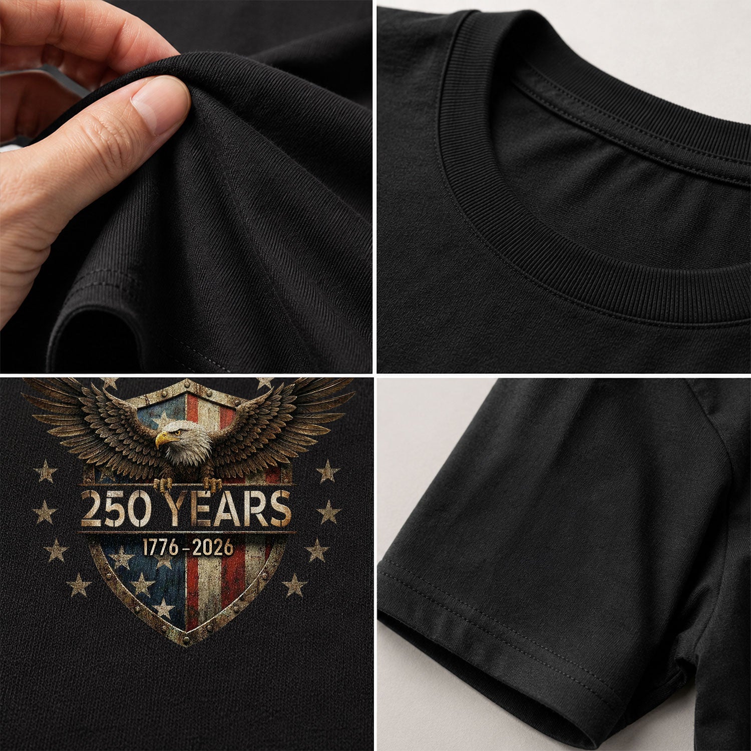 250 Years Kids T-Shirt 1776–2026 Patriotic Eagle Shield American Youth Tee