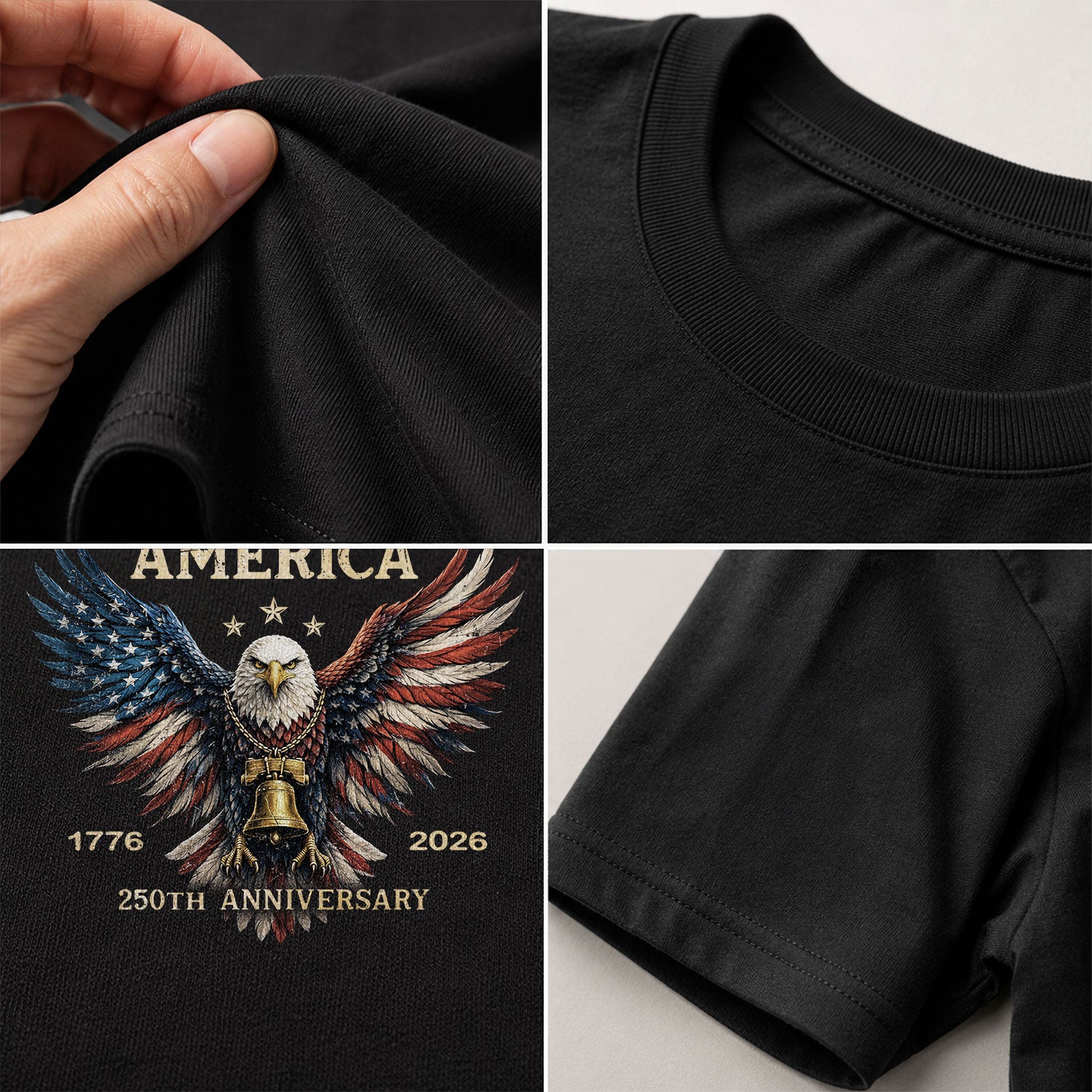 250th Anniversary Kids T-Shirt Patriotic Eagle Liberty Bell 1776-2026 Youth Tee Shirt