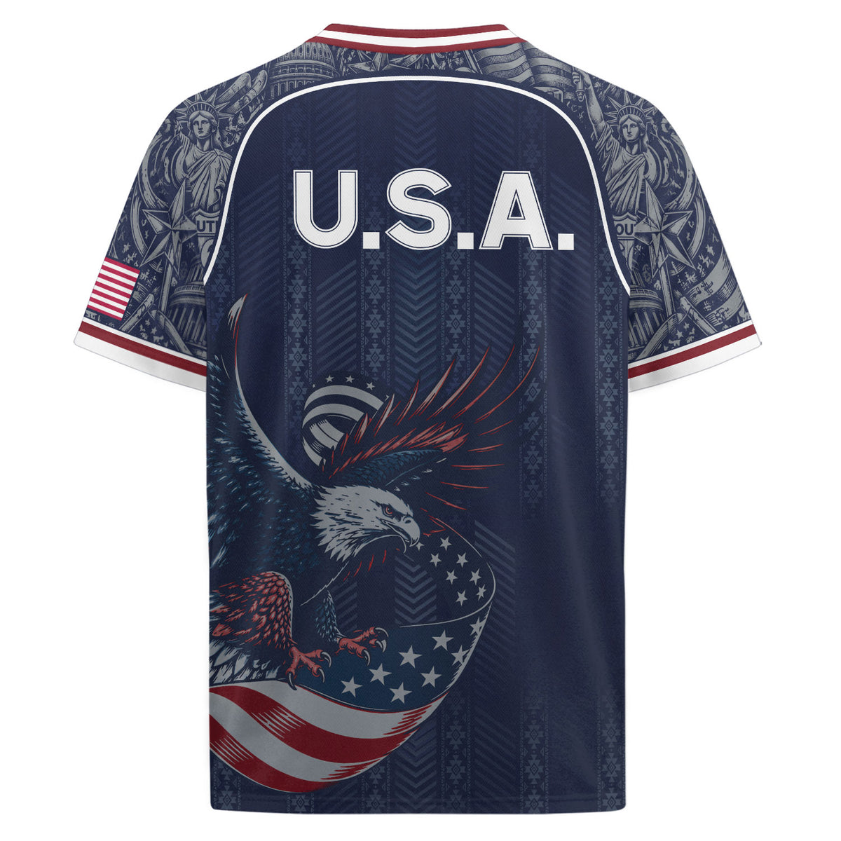 Navy Blue USA Soccer Jersey Bald Eagle Football Shirt Patriotic American Flag Sports Fan Apparel for Men - Rust Field Wear