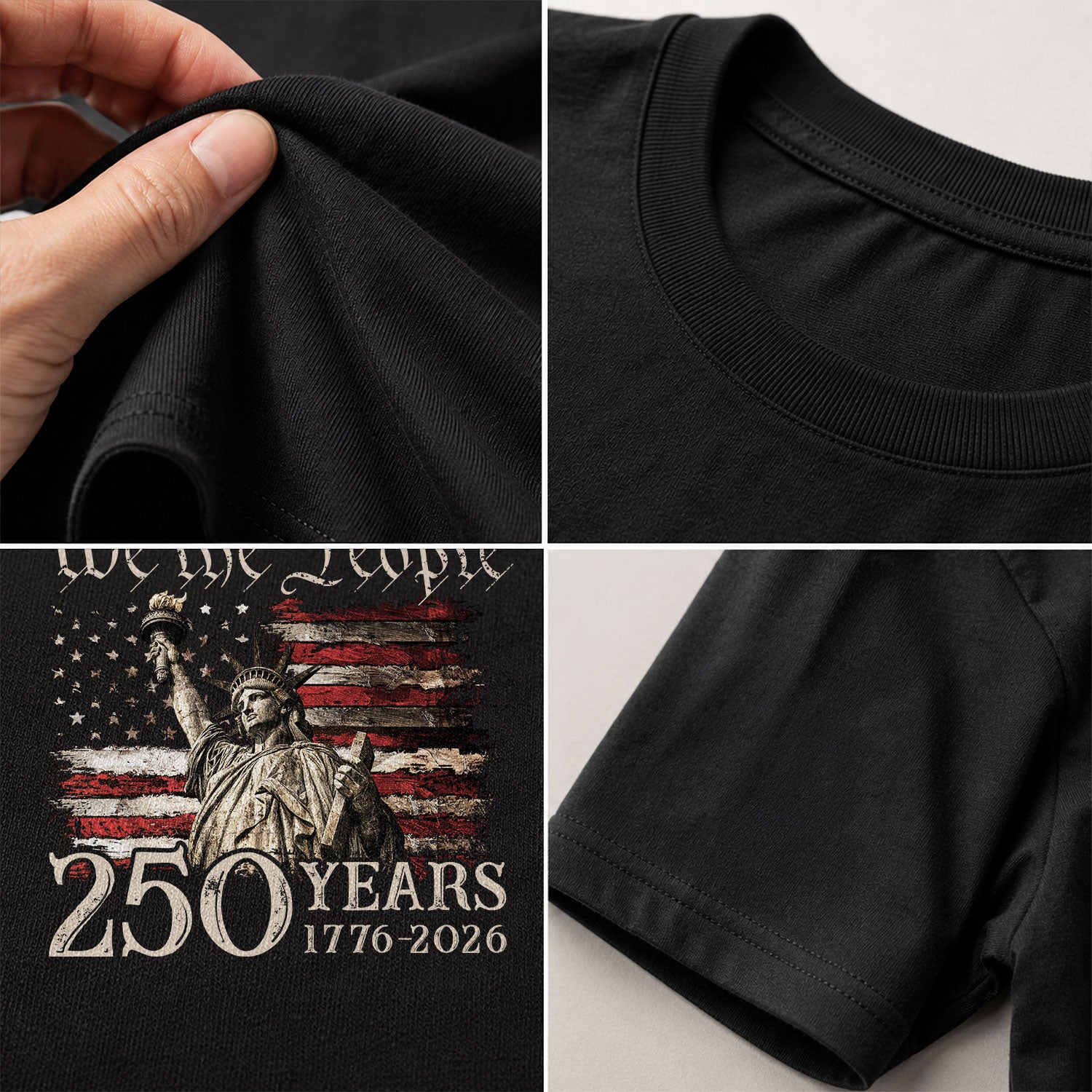 Kids 250 Years T-Shirt Statue of Liberty We The People Patriotic American Flag Tee