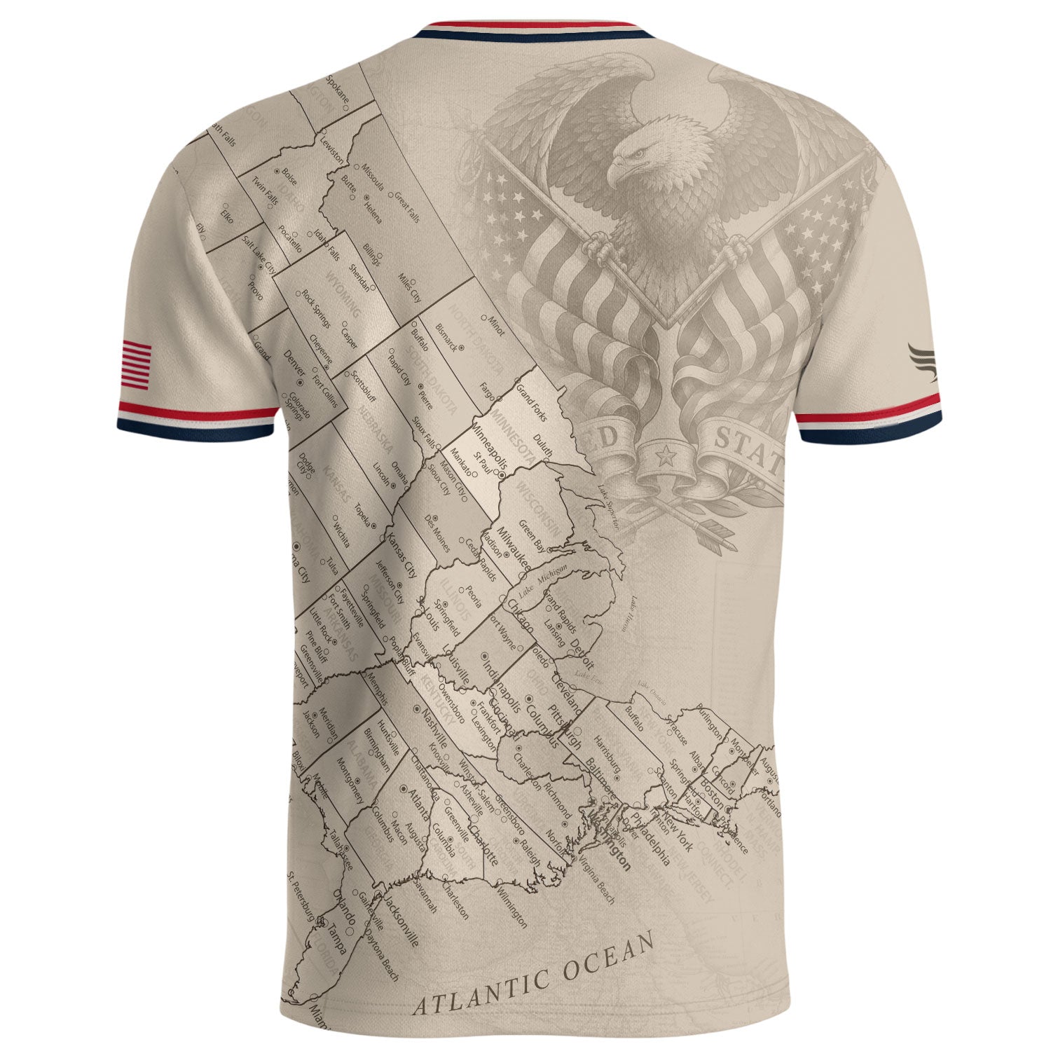 USA Soccer Jersey Navy Vintage US Map American Flag Shirt Patriotic Beige Soccer Fan