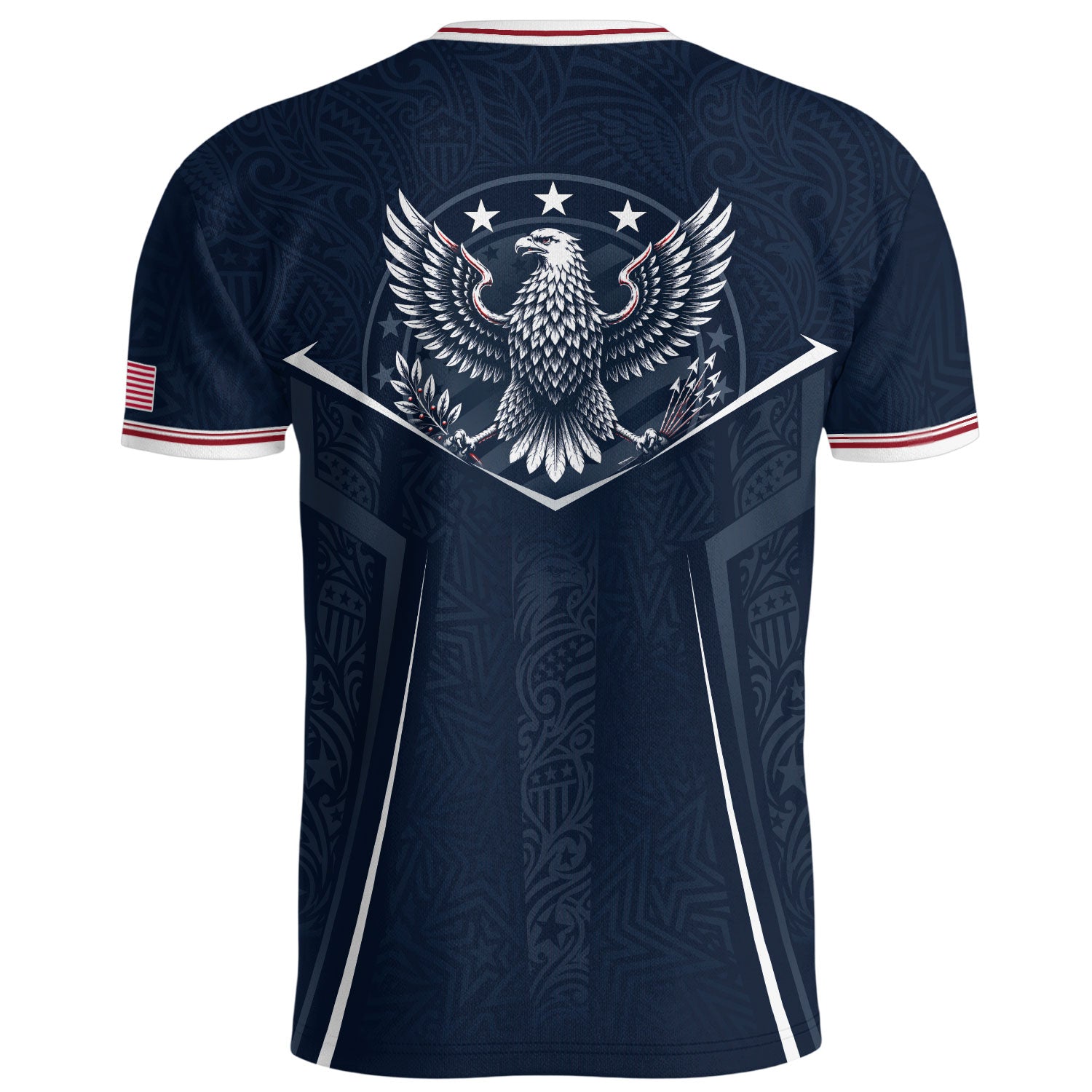 USA Soccer Jersey Navy Blue American Flag Shirt Patriotic Eagle Shield Fan Tee