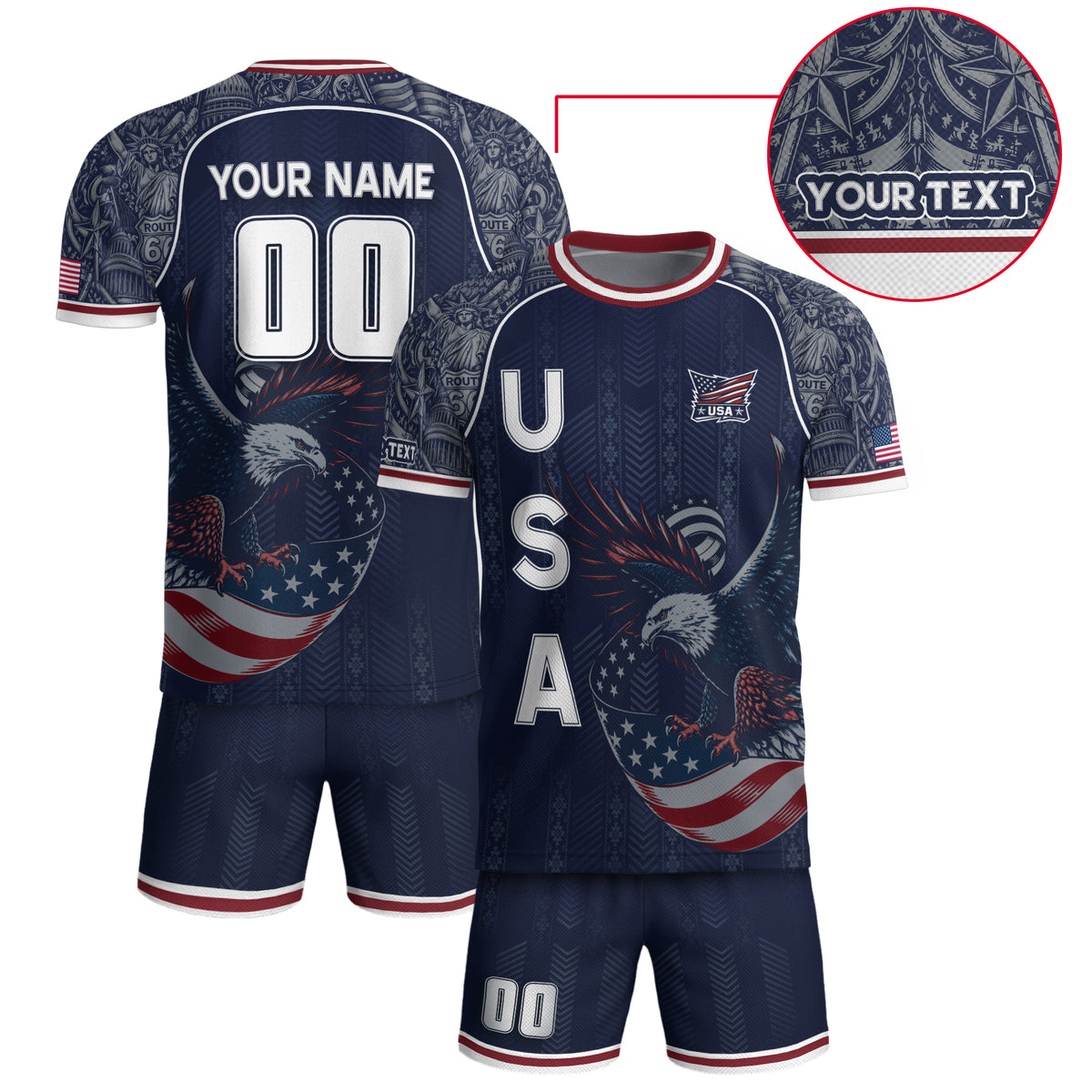 USA Eagle Soccer Jersey Style Adult Shirts Custom Name Number Personalized Top - Rust Field Wear